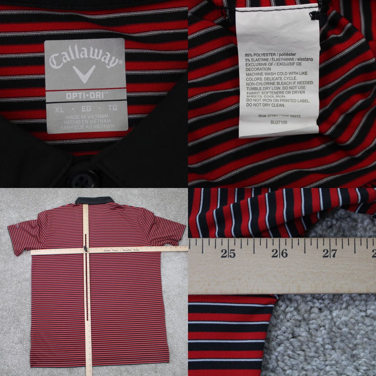 Callaway Callaway Opti-Dri Polo Shirt Men XL Red/Black Short Sleeve Golf Polo Shirt XL Adult Mens Red Black Callaway Opti-Dri Logo Stripe Pattern a Polo Size US XL / EU 56 / 4 - 8 Thumbnail