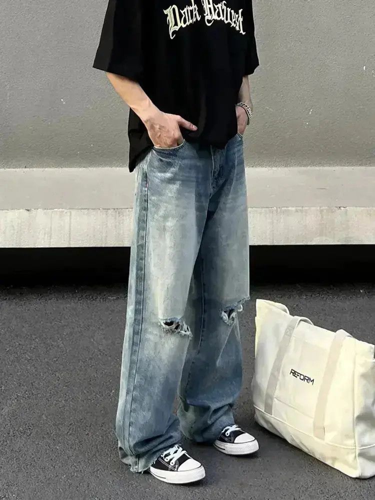 Japanese Brand Straight and loose ripped jeans Size US 32 / EU 48 - 6 Thumbnail