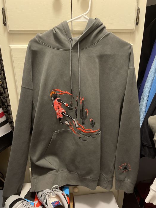 Travis Scott Travis Scott Jordan Washed Grey Suede Hoodie XL | Grailed