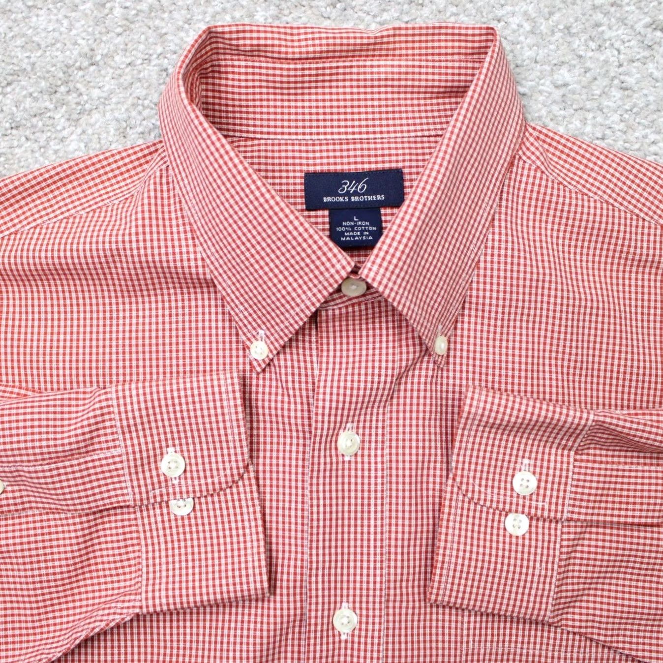 Brooks Brothers Brooks Brothers 346 Shirt Mens Large Red Check Non-Iron 100% Cotton Long Sleeve Size US L / EU 52-54 / 3 - 2 Thumbnail
