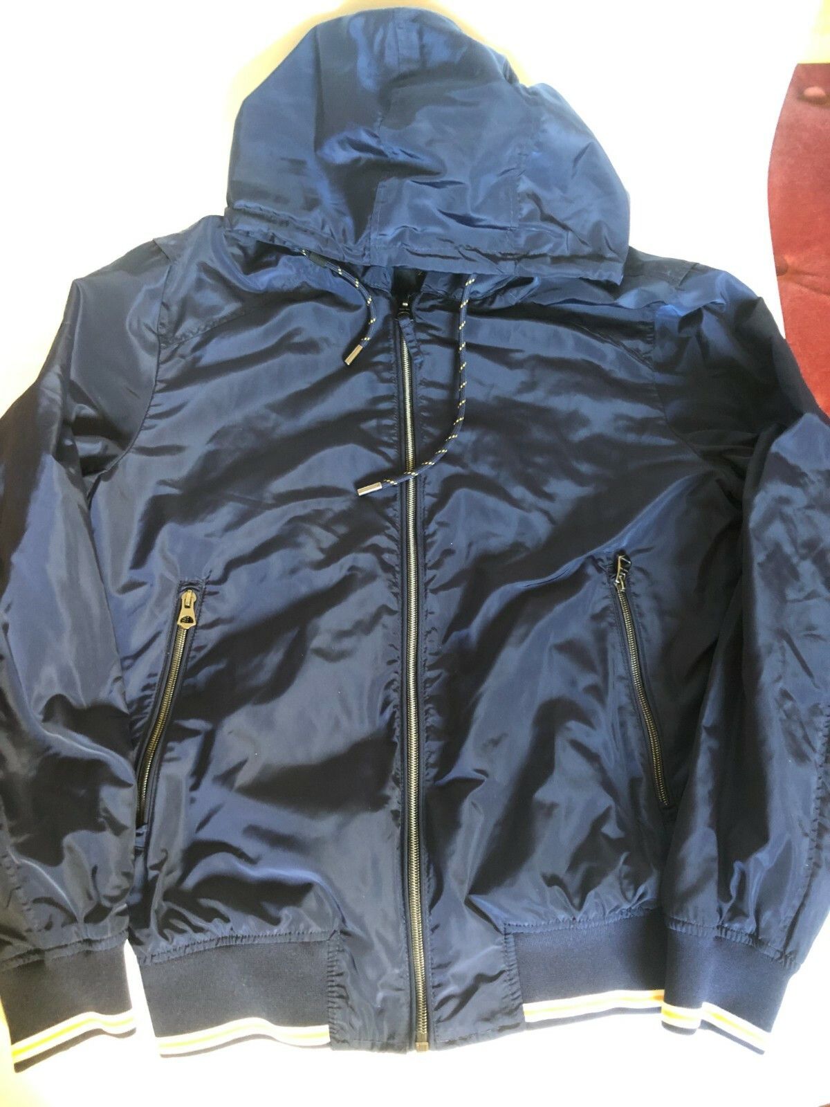 Zara Zara Man Navy Zip Hooded Bomber Nylon Lined Jacket M EU Size US M / EU 48-50 / 2 - 1 Thumbnail