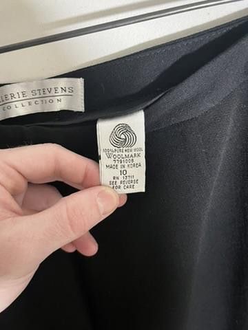 Designer Valerie Stevens Collection Women's Black Wool Pants Size 32" / US 10 / IT 46 - 3 Thumbnail