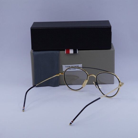 Thom Browne Thom Browne TB109-CGLDNVY53 Eyeglasses Gold 53mm Aviator Size ONE SIZE - 10 Thumbnail