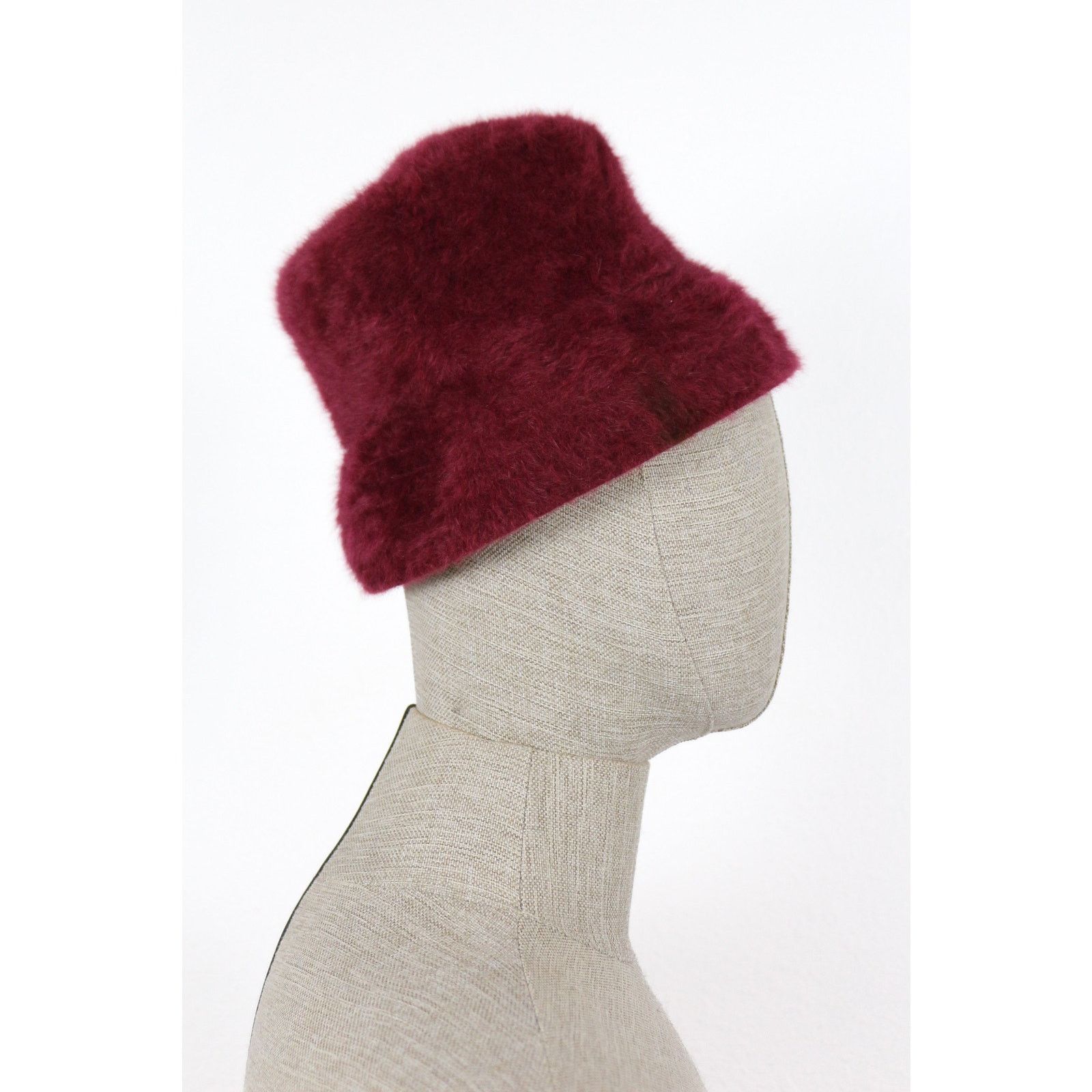 Kangol Kangol Burgundy Angora Fur Bucket Hat NZ Size ONE SIZE - 2 Thumbnail