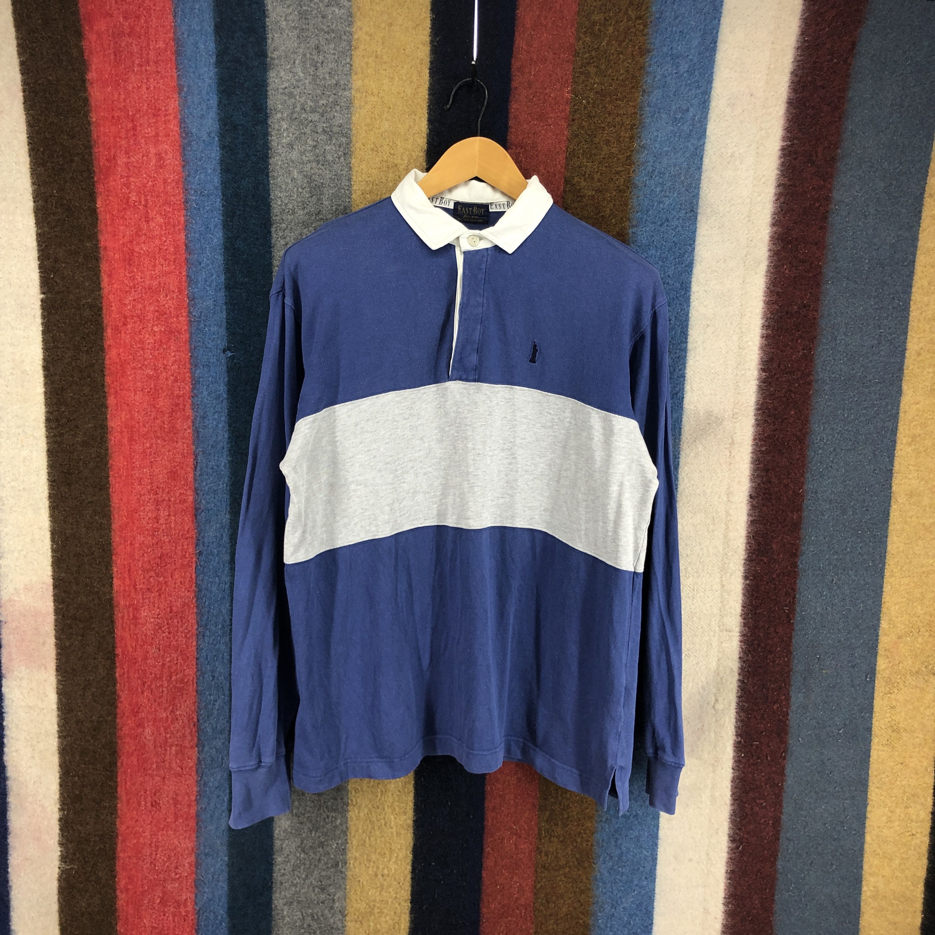 Japanese Brand EAST BOY FOR MEN Striped Polo Rugby #0518/V Size US M / EU 48-50 / 2 - 1 Thumbnail