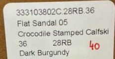 Celine o1bcso1str0724 Flat Sandal Crocodile Stamped Dark Burgundy Size US 6 / IT 36 - 5 Thumbnail
