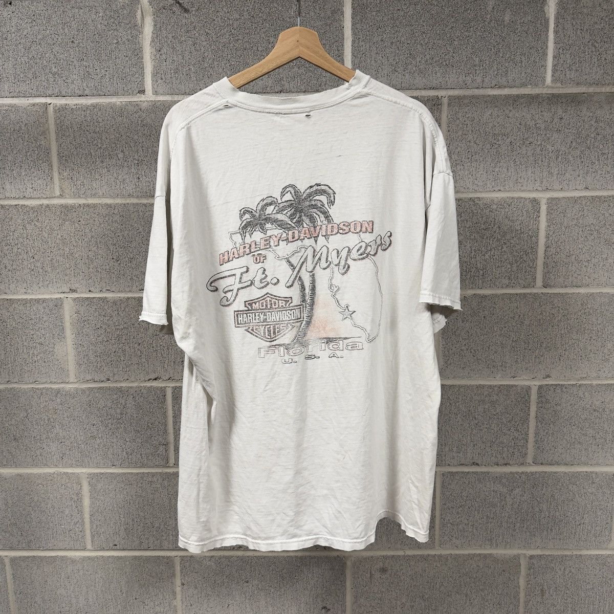 Harley Davidson Thrashed Faded Distressed Harley Shirt ERD Grunge Biker WCC Size US XXL / EU 58 / 5 - 2 Thumbnail