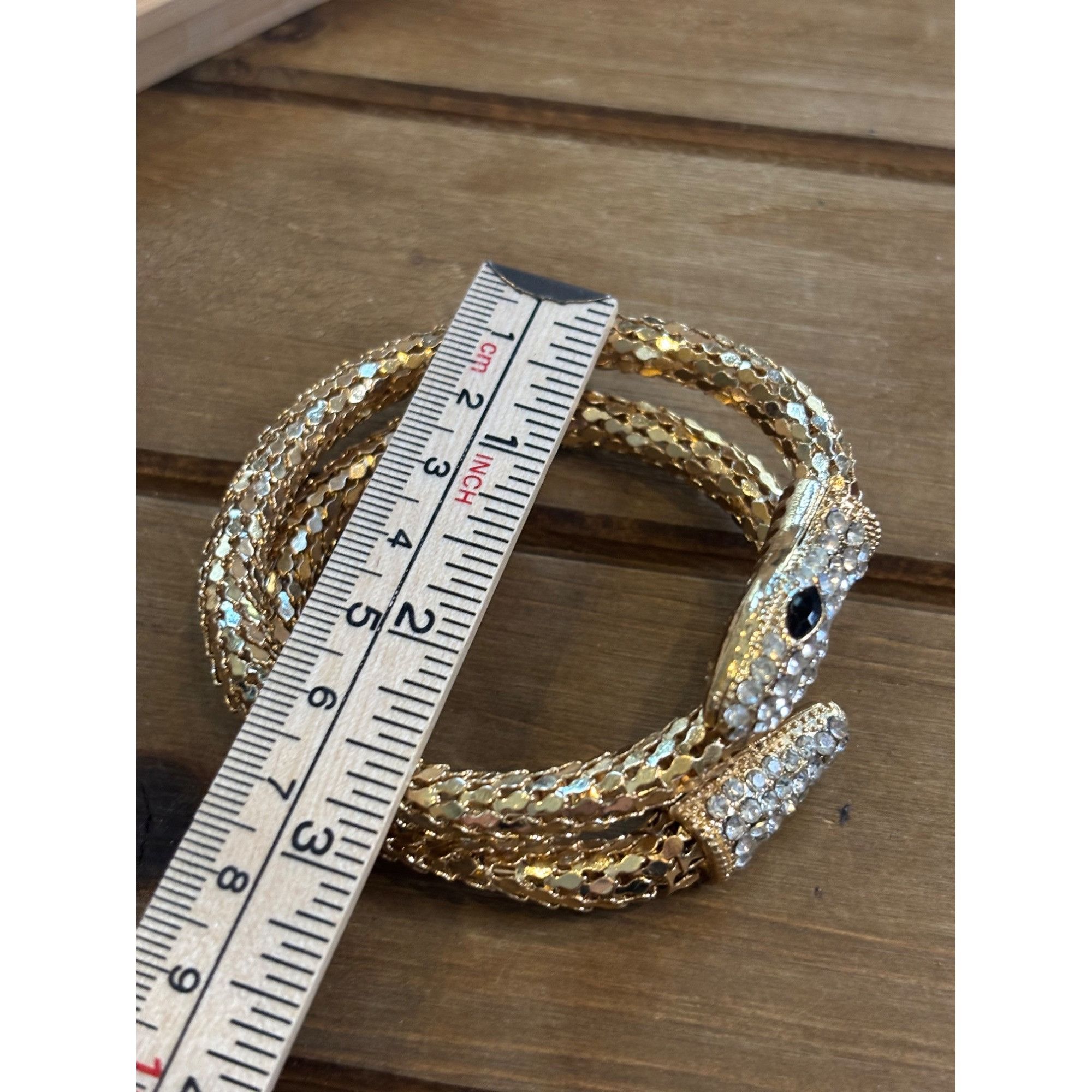 Other Gold Snake-Style Rhinestone Wrap Bracelet Size ONE SIZE - 5 Thumbnail