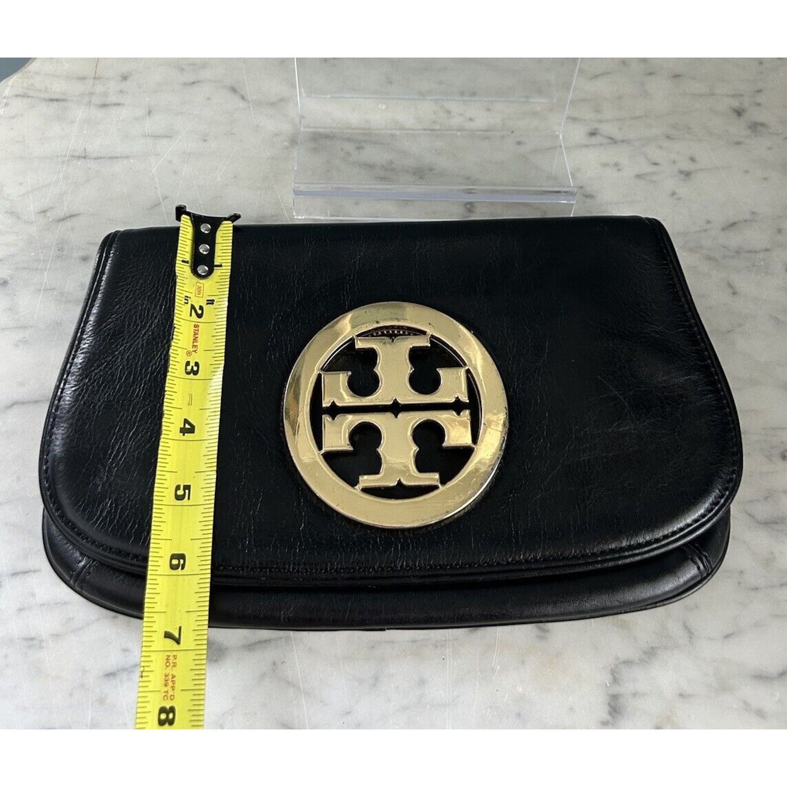 Tory Burch Tory Burch Reva Black Leather Crossbody Clutch Purse Bag Size ONE SIZE - 3 Thumbnail