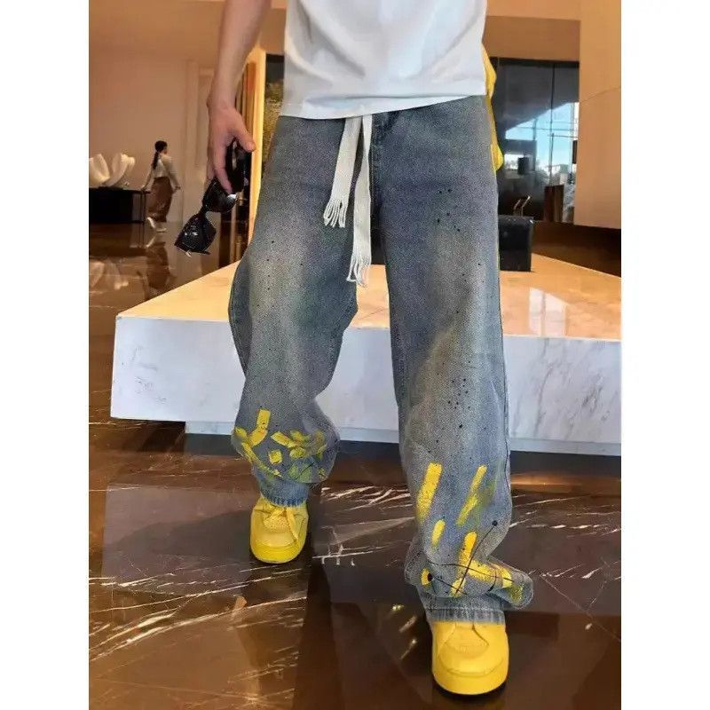 Japanese Brand Retro loose straight leg printed jeans Size US 32 / EU 48 - 4 Thumbnail