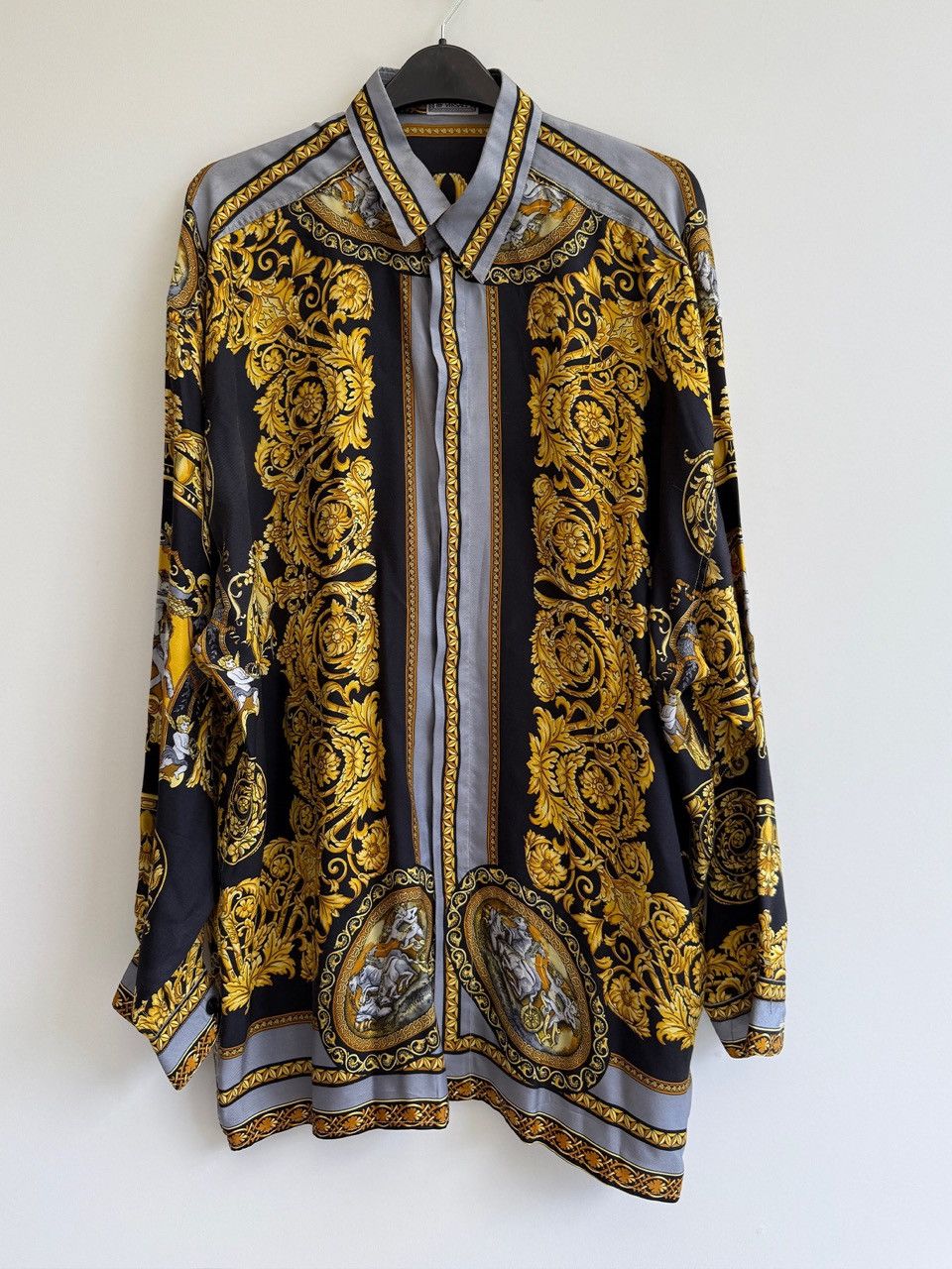 Versace V2 by Gianni Versace – Baroque Men Long Sleeve Silk Shirt Size 42L - 1 Thumbnail