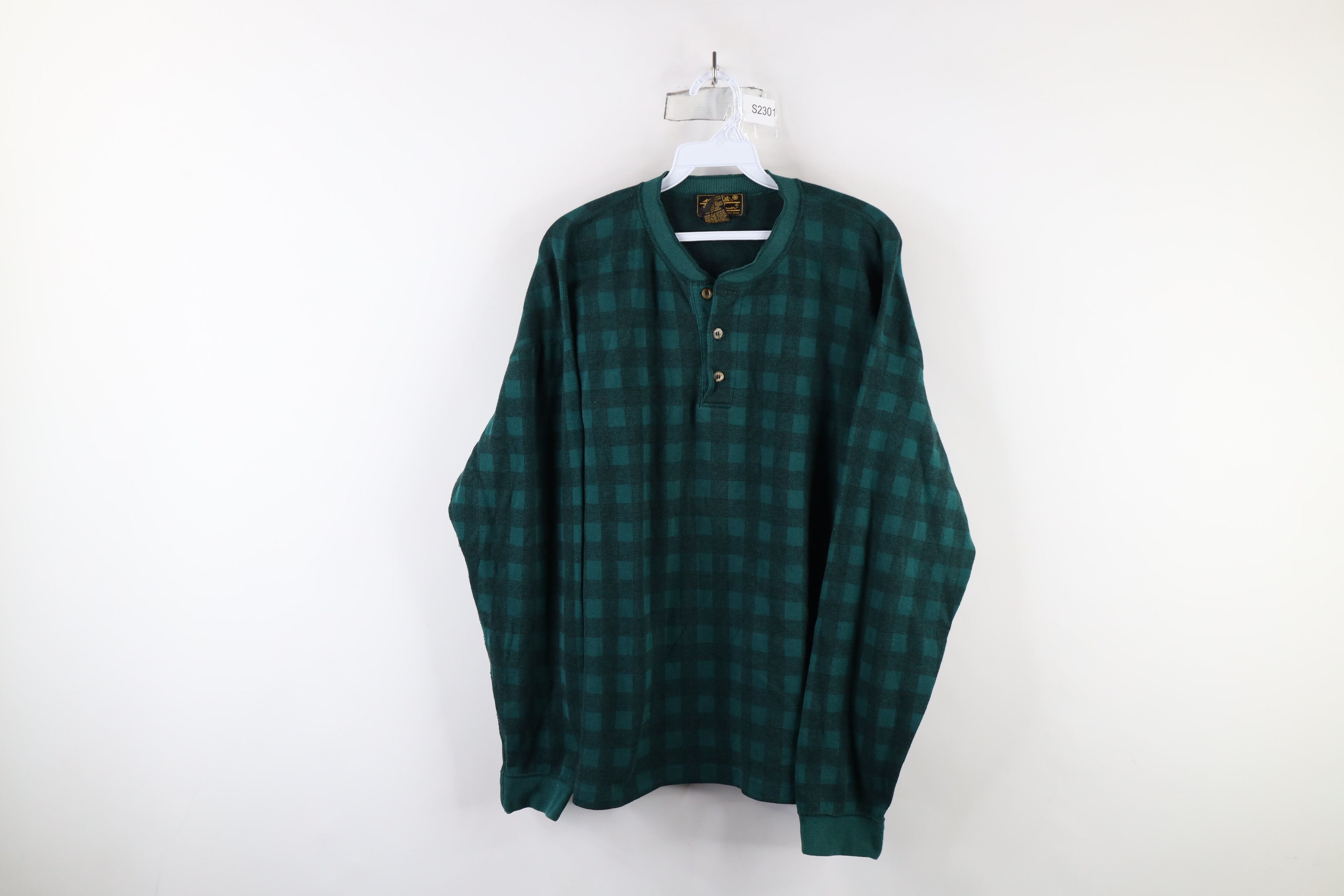 Eddie Bauer × Vintage Vintage 90s Eddie Bauer Long Sleeve Henley T-Shirt Green USA Size US XL / EU 56 / 4 - 1 Thumbnail