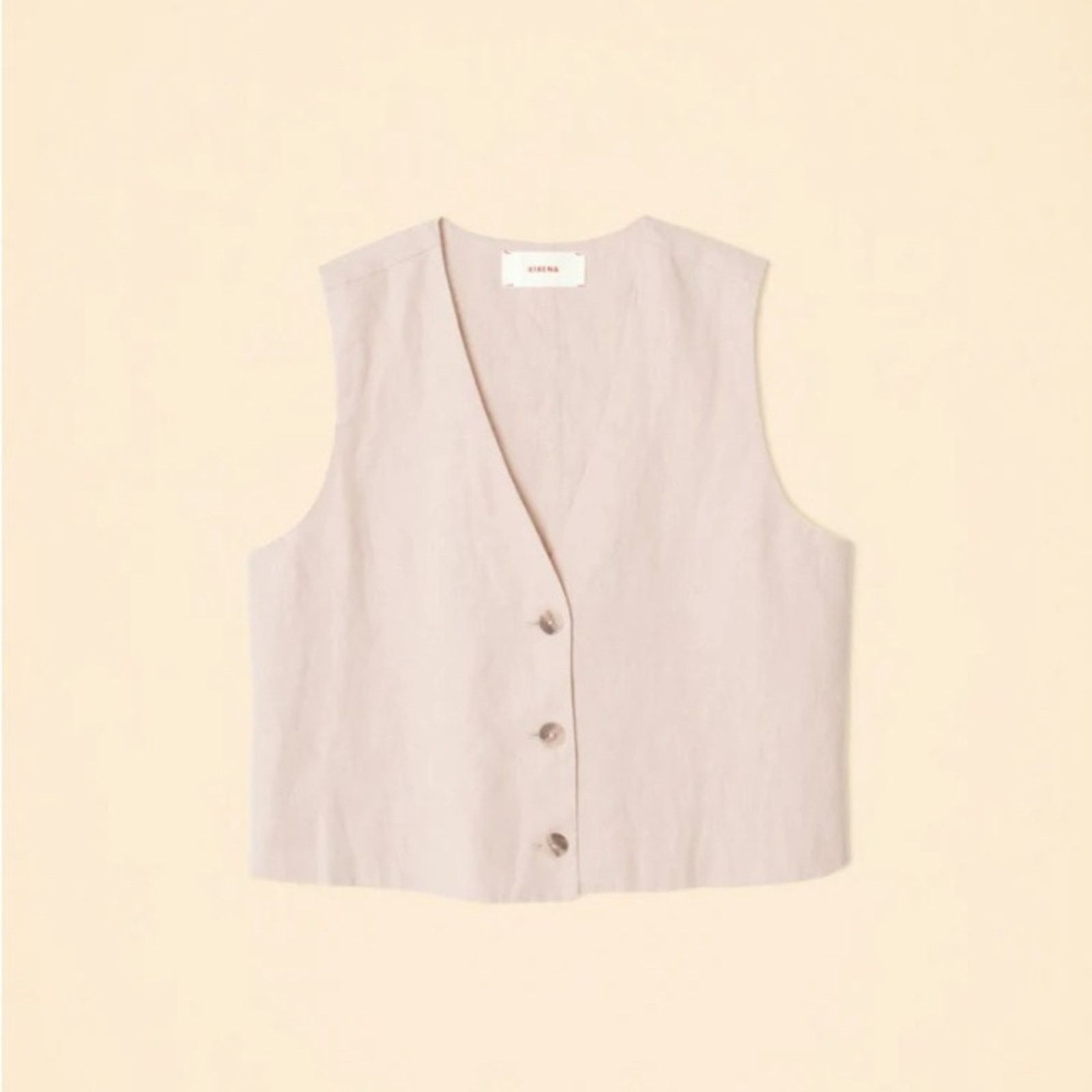 Xirena Xirena Vida Vest, Sugarcane Beige Linen Vest XL Size XL / US 12-14 / IT 48-50 - 3 Thumbnail
