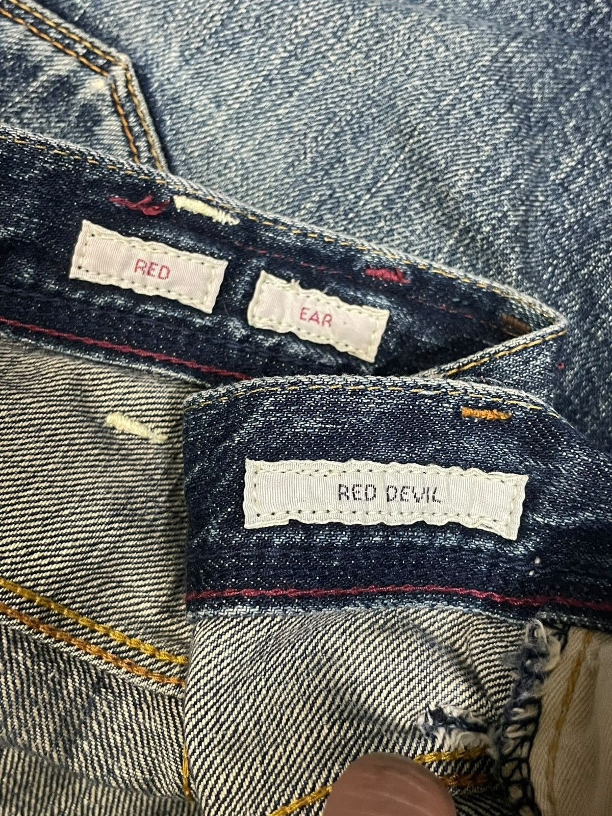 Paul Smith Paul Smith Red Ear Crazy Denim Selvedge Red Devil Torn Jeans Size US 30 / EU 46 - 13 Thumbnail