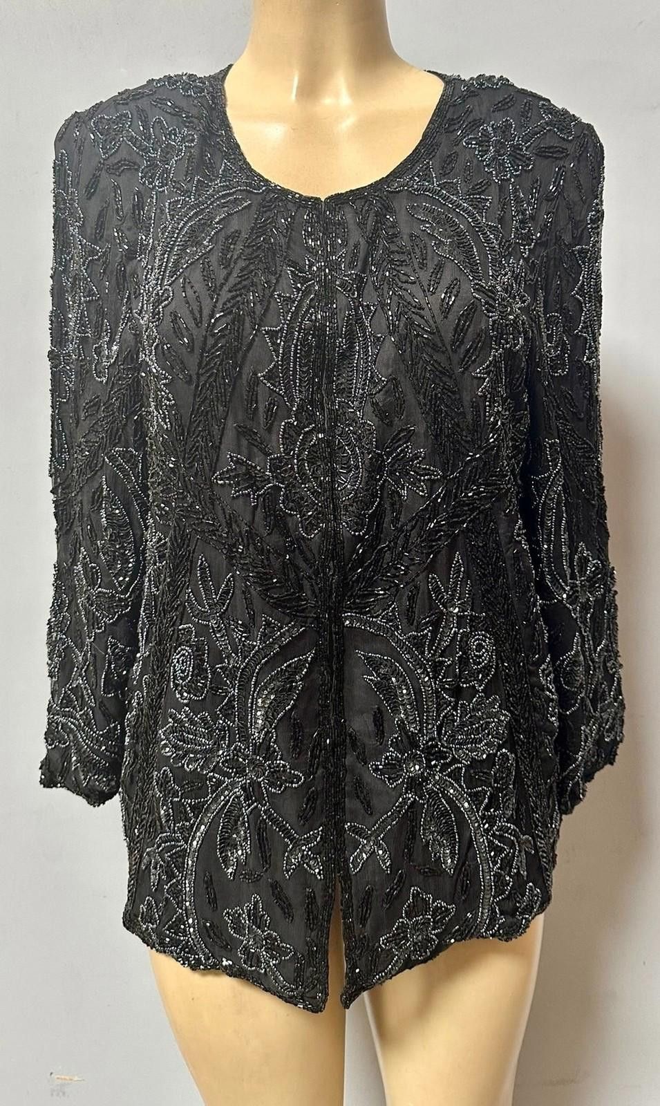 Designer Lace Sequin Beaded Blouse Black size M only Size M / US 6-8 / IT 42-44 - 1 Preview