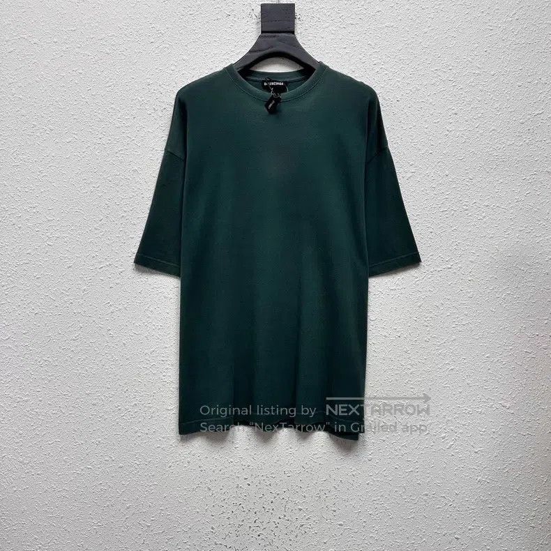 Balenciaga Back LOGO Lake Blue Washed Short Sleeve