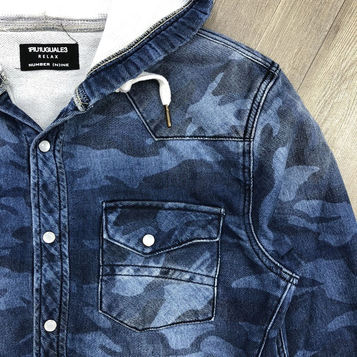 Number (N)ine 1PIU1UGUE3 RELAX NUMBER (N)INE Blue Camo Button Hoodie Size US M / EU 48-50 / 2 - 6 Thumbnail