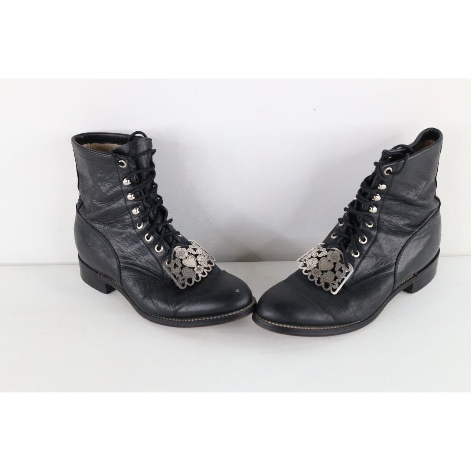 Vintage Vintage 90s Streetwear Fringed Heart Flower Metal Boots Size US 6 / IT 36 - 1 Thumbnail