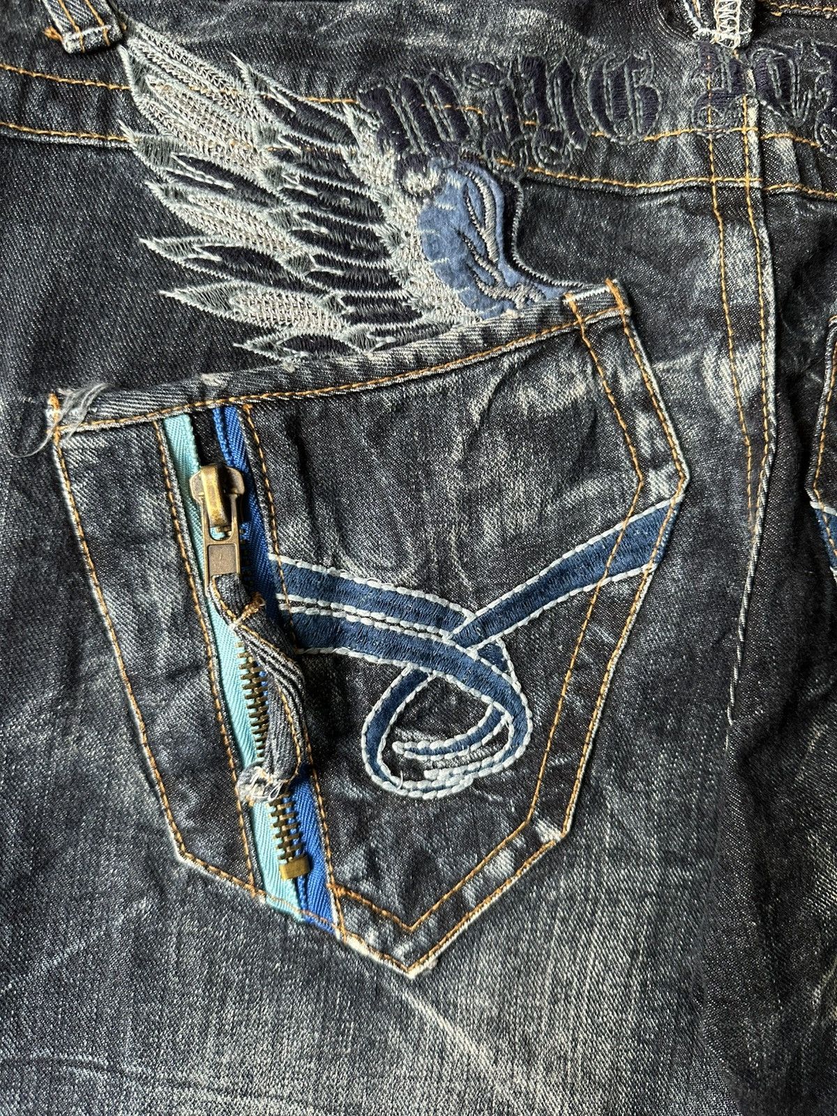 Japanese Brand FLARE Sky Bomber Claw Marks Design Denim Size US 34 / EU 50 - 18 Thumbnail