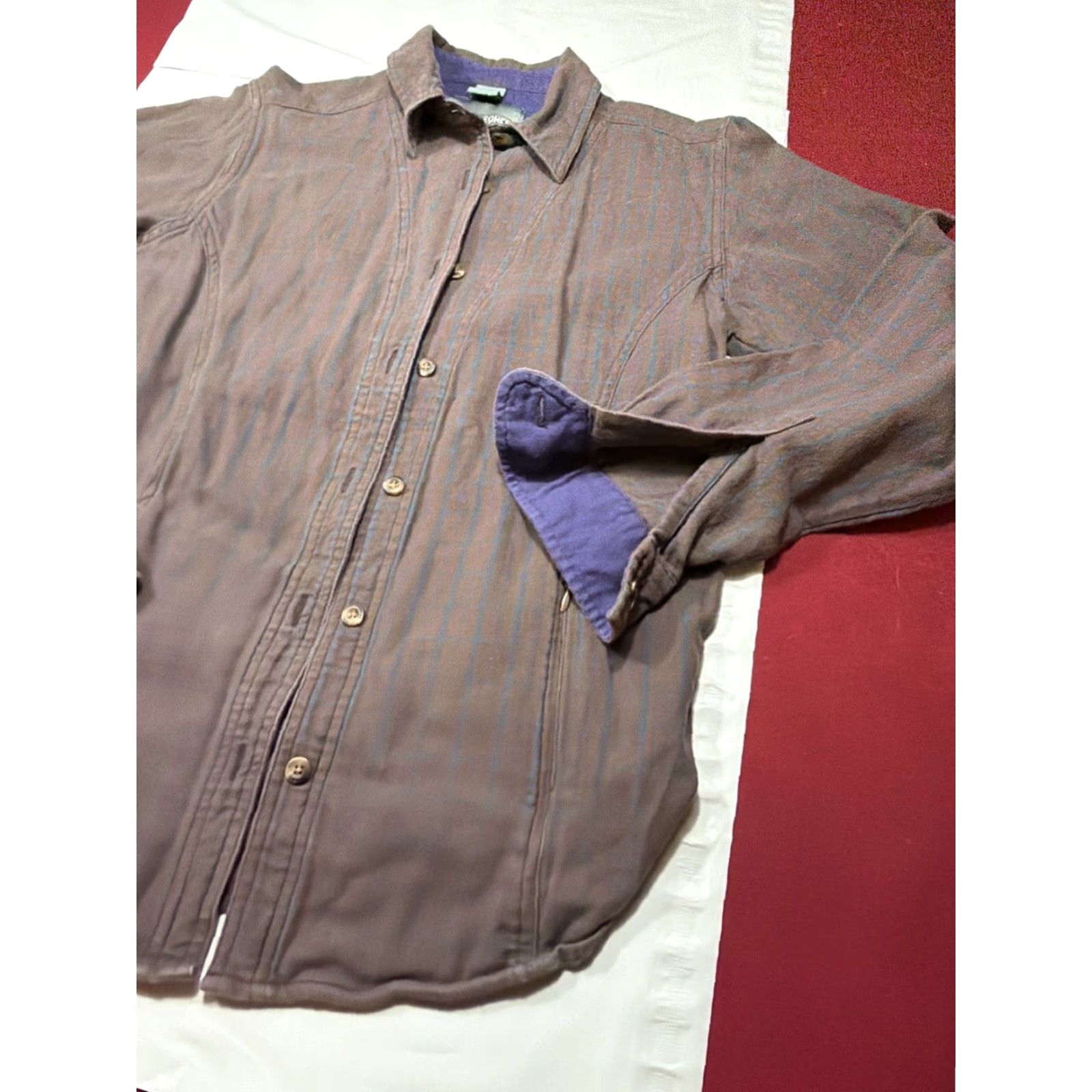 Vintage Stormy Kromer Shirt Plaid Purple Brown Flannel Long Sleeve Button Pockets Womens Size S / US 4 / IT 40 - 5 Thumbnail