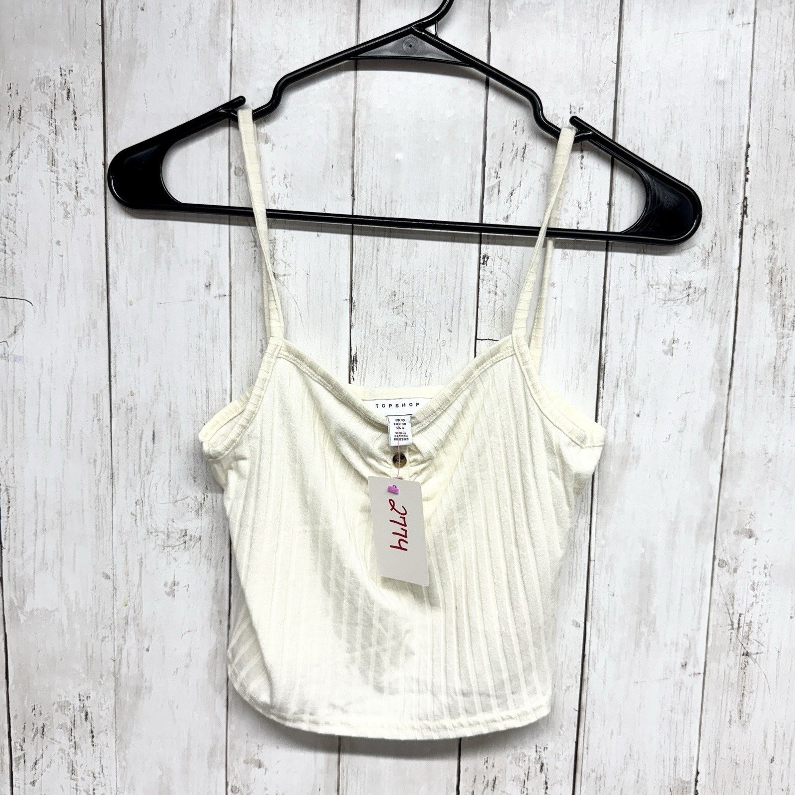 Topshop Topshop Blouse Sz 6 Ribbed Button Front Spaghetti Crop Tank Size M / US 6-8 / IT 42-44 - 1 Thumbnail