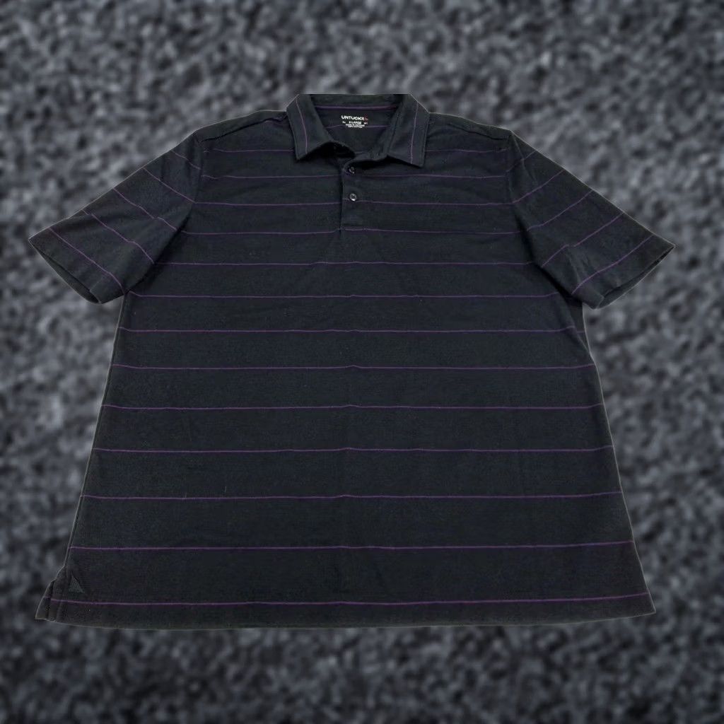 UNTUCKit UNTUCKit Mens Short Sleeve Polo Shirt Black Purple Stripes XL Cotton #6930 Polo Mens Regular Short Sleeve Striped City Classic Logo Pattern Striped Size US XL / EU 56 / 4 - 1 Thumbnail