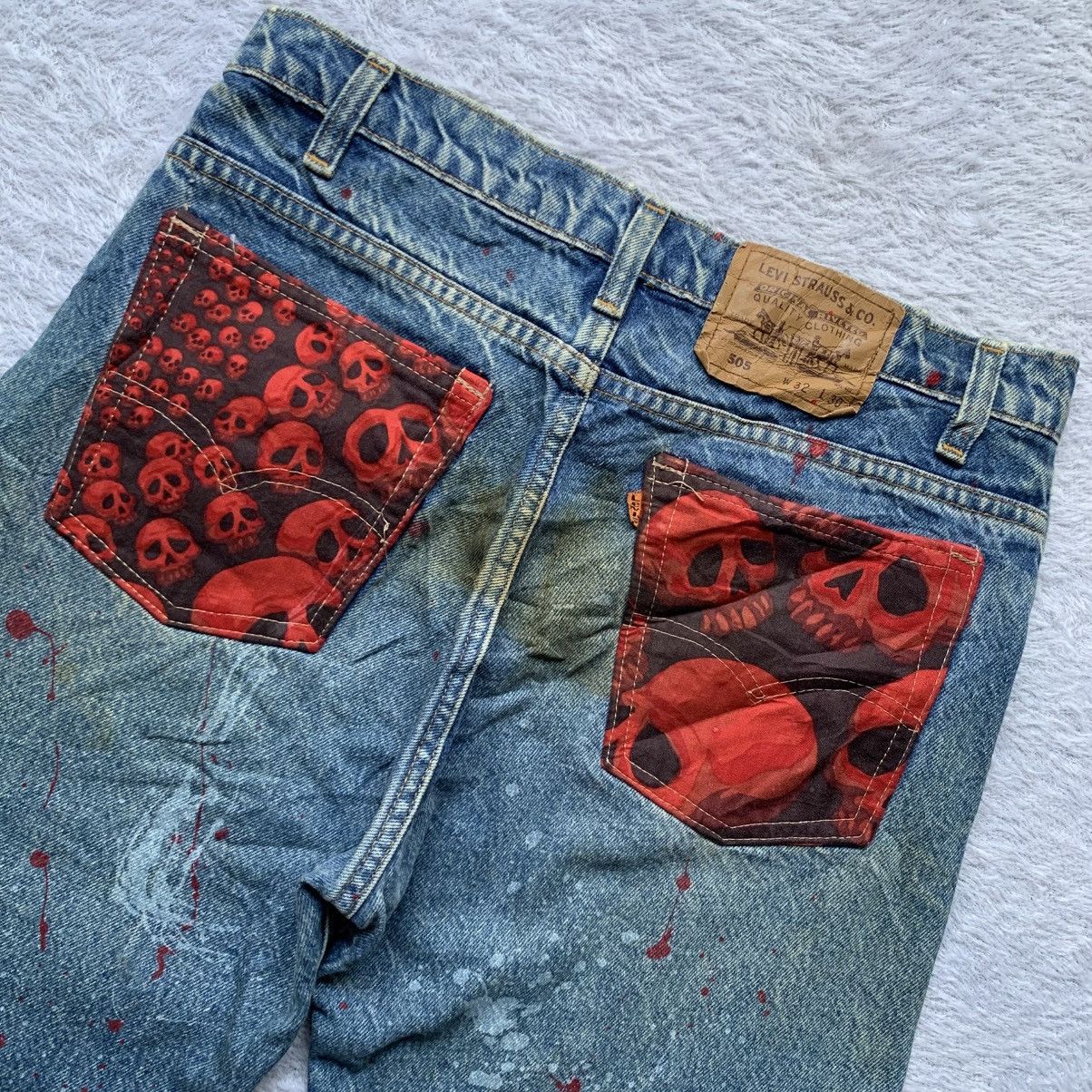Levi's Vintage Clothing vintage 90’s Levi's 505 skull-patterned paint splatter denim Size US 32 / EU 48 - 7 Thumbnail