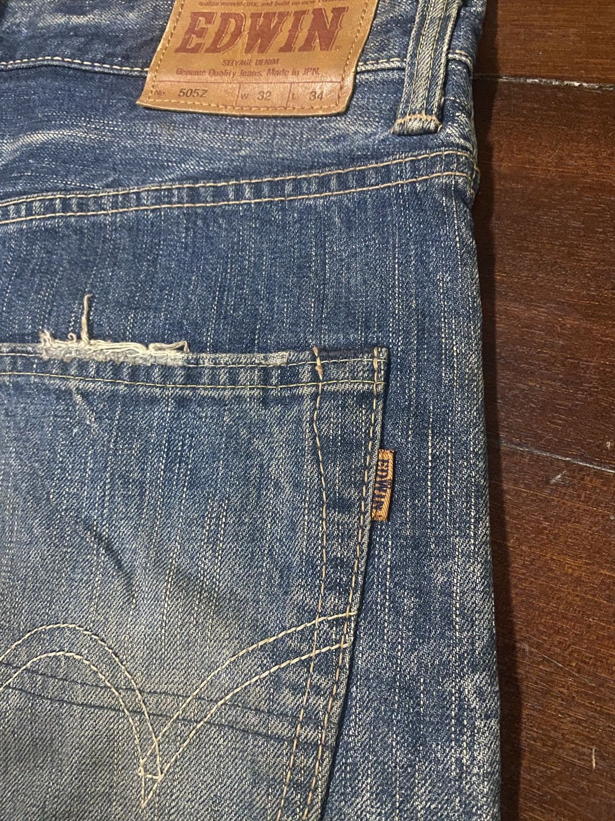 Edwin Vintage Edwin 505z Selvedge Faded Wash mud wash Baggy Jeans Size US 36 / EU 52 - 16 Thumbnail