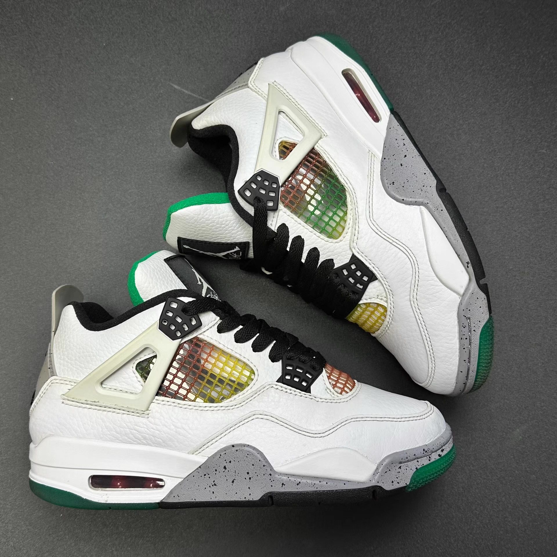 Nike Air Jordan 4 White Green Ｑ20 Size US 5.5 / EU 38 - 4 Thumbnail