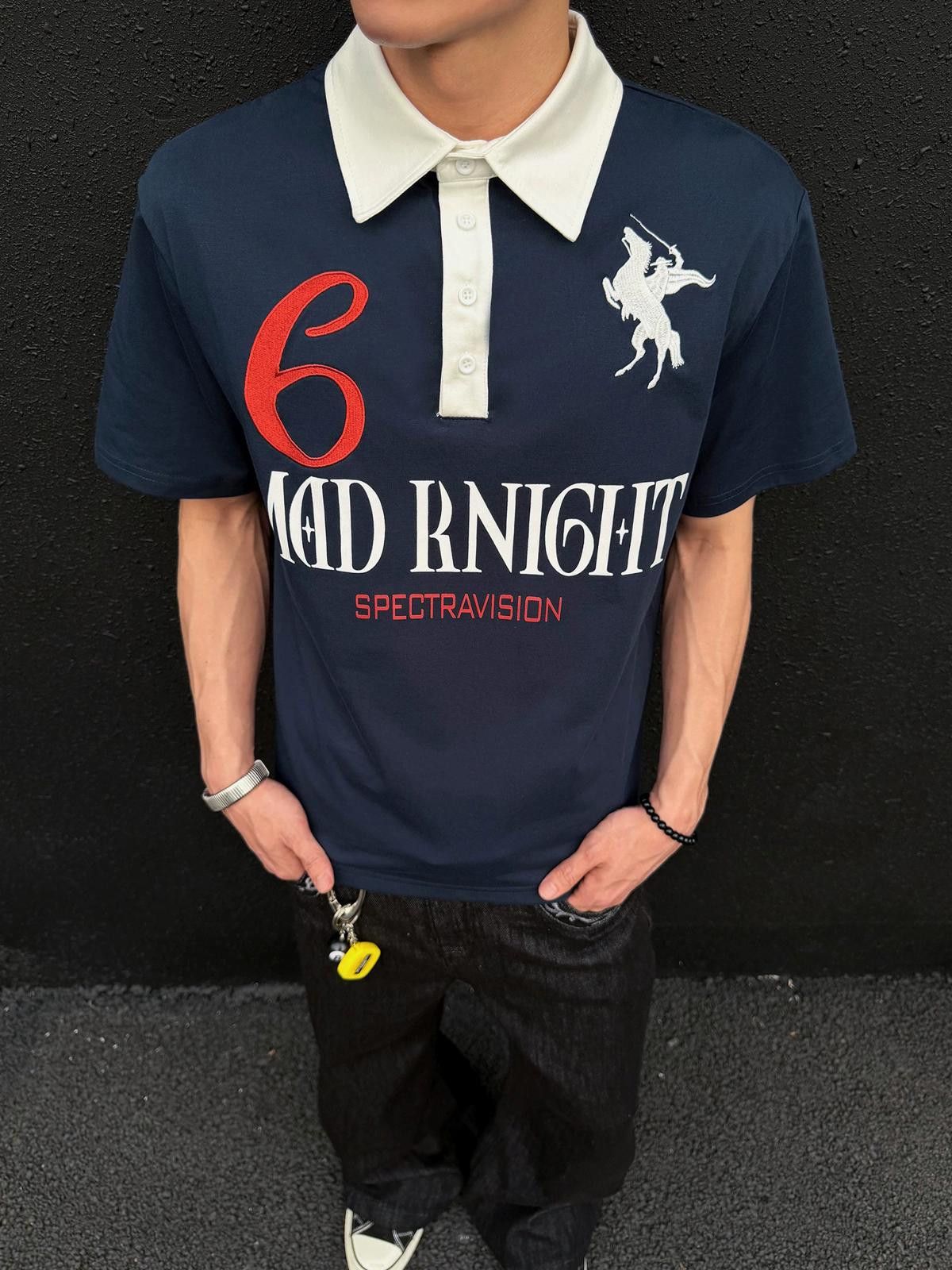 Other Contrast Letter Embroidered Polo Tee | Navy 100% Cotton Size US M / EU 48-50 / 2 - 1 Thumbnail