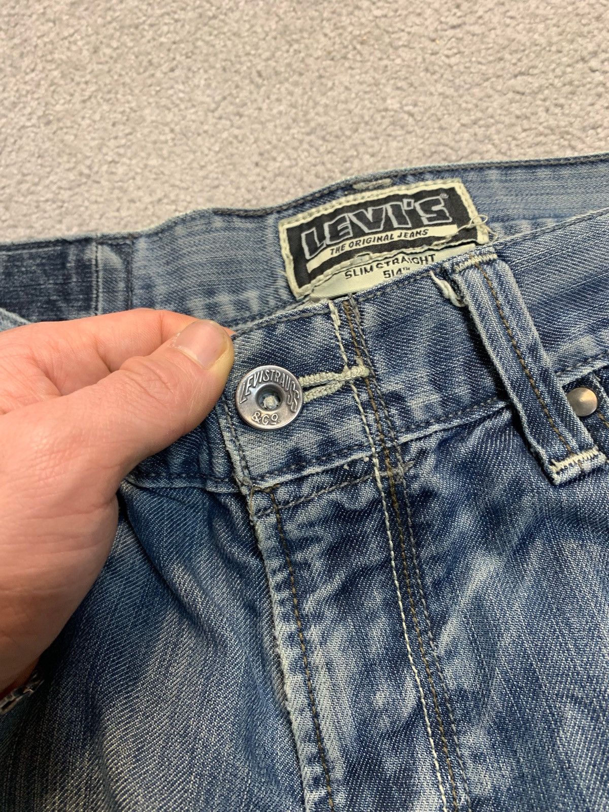 Levi's × Vintage Vintage Levi’s 514 Washed Blue Stone Denim Jeans 90s Baggy Size US 31 - 7 Thumbnail