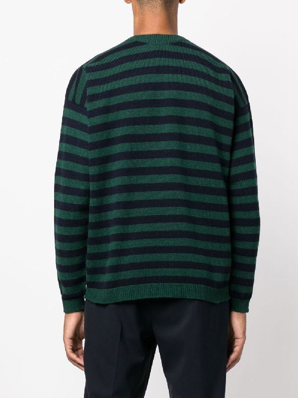 Lardini LARDINI green navy blue alpaca & wool striped sweater XL 52 Size US XL / EU 56 / 4 - 3 Thumbnail