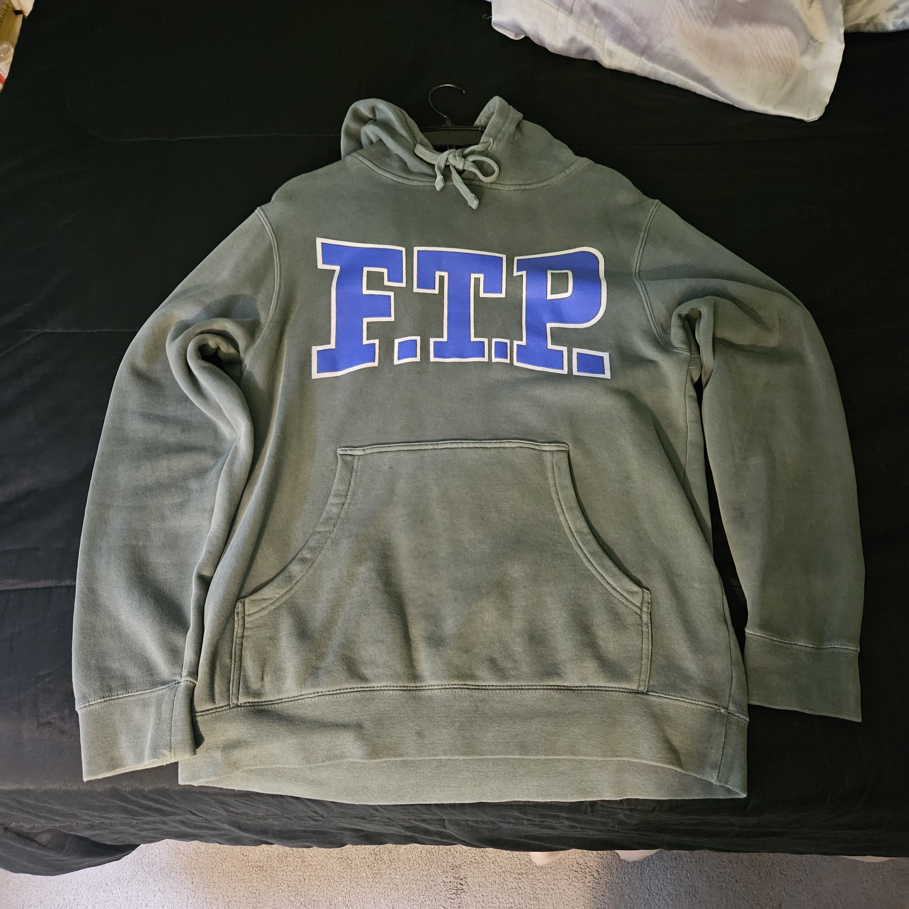 image of Fuck The Population Arch Logo Hoodie in Green, Men's (Size Small)