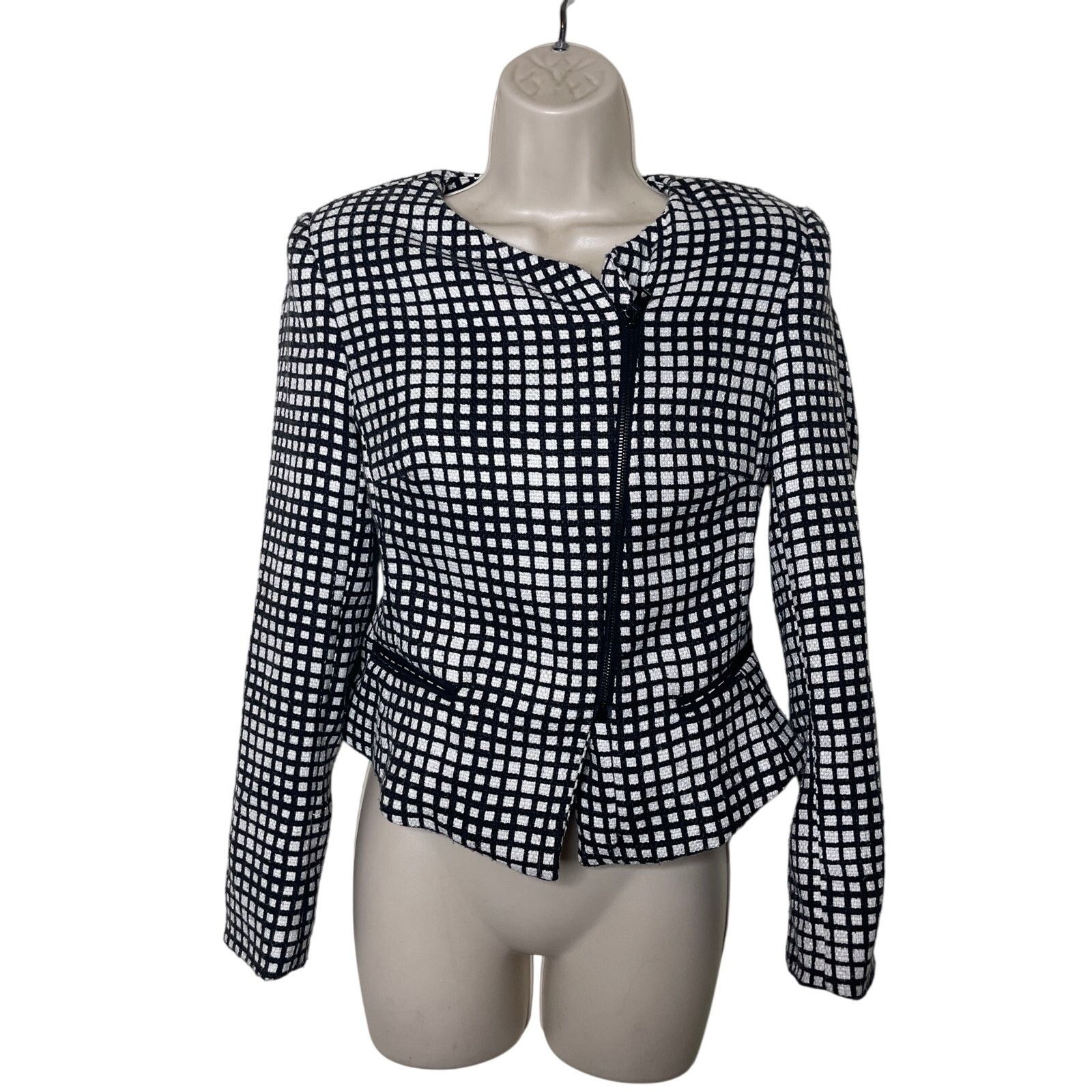 L'AGENCE L'AGENCE Black and White Checkered Grid Jacket Sz 0 Size XS / US 0-2 / IT 36-38 - 1 Thumbnail