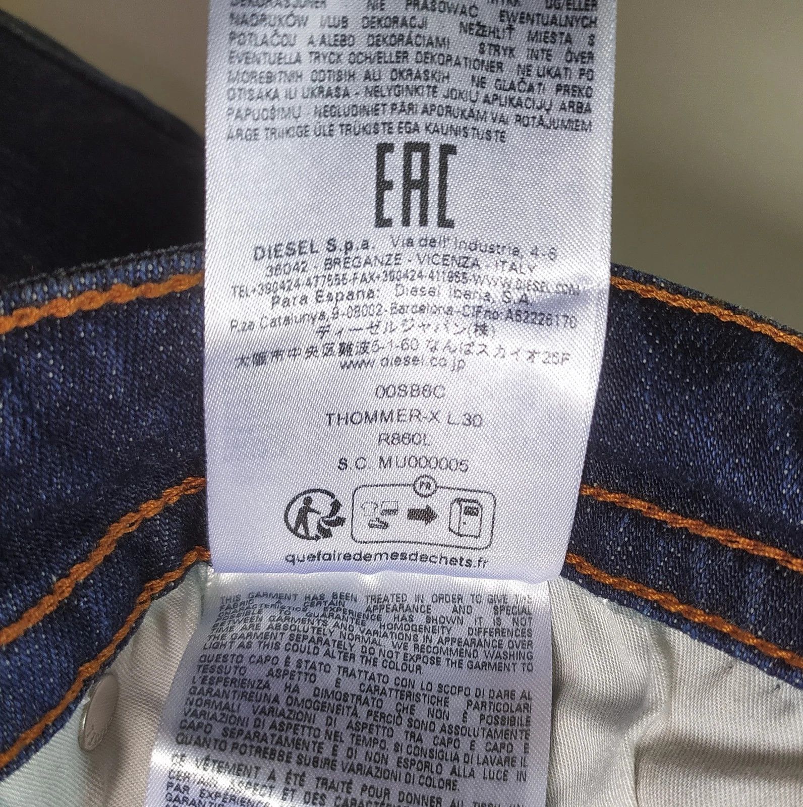 Diesel Diesel THOMMER-X L.30 MENS JEANS T/9755 Size US 32 / EU 48 - 9 Thumbnail