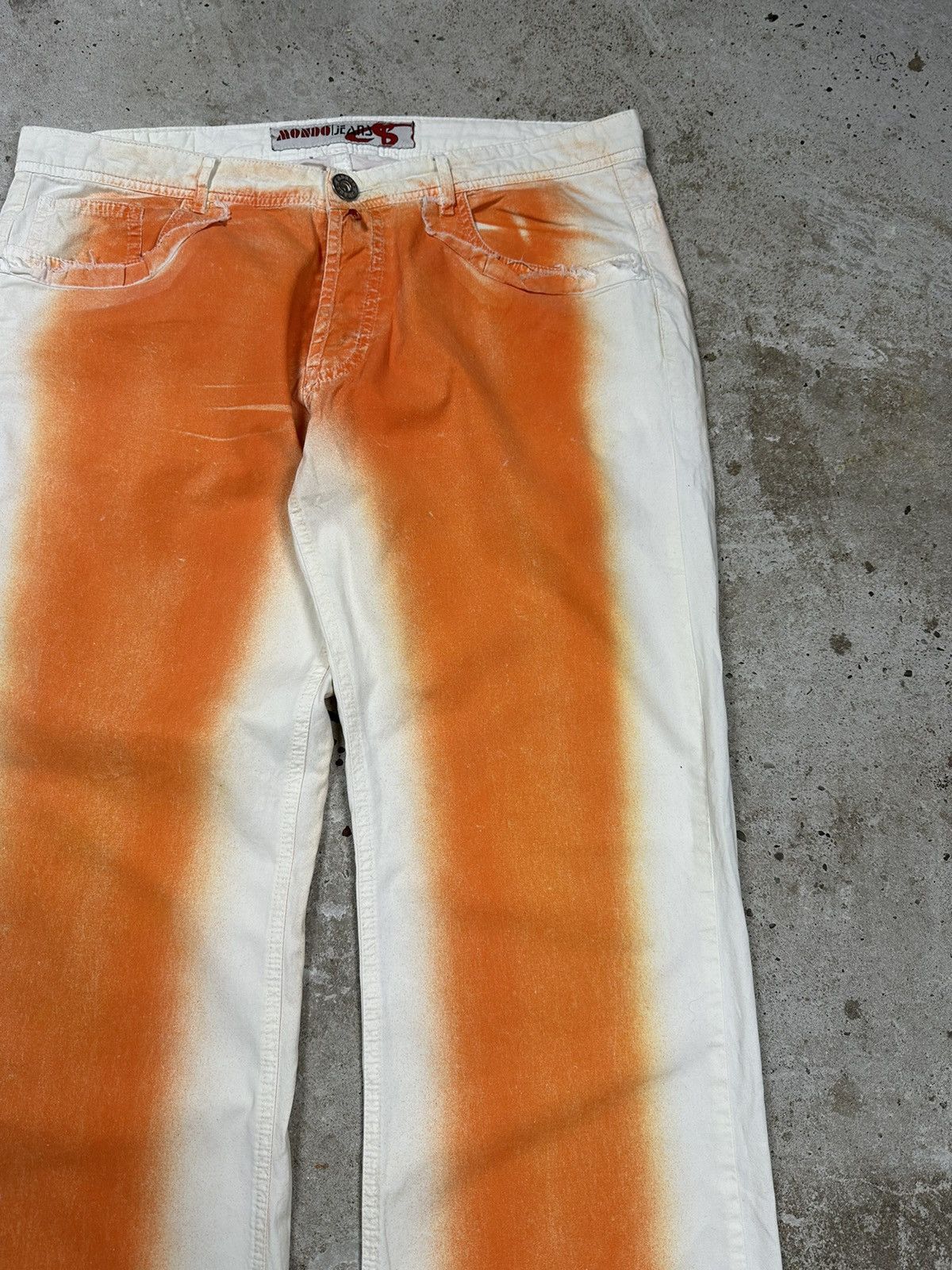 Japanese Brand × Vintage Vintage y2k Orange and White Washed Casual Pants Size US 36 / EU 52 - 6 Thumbnail
