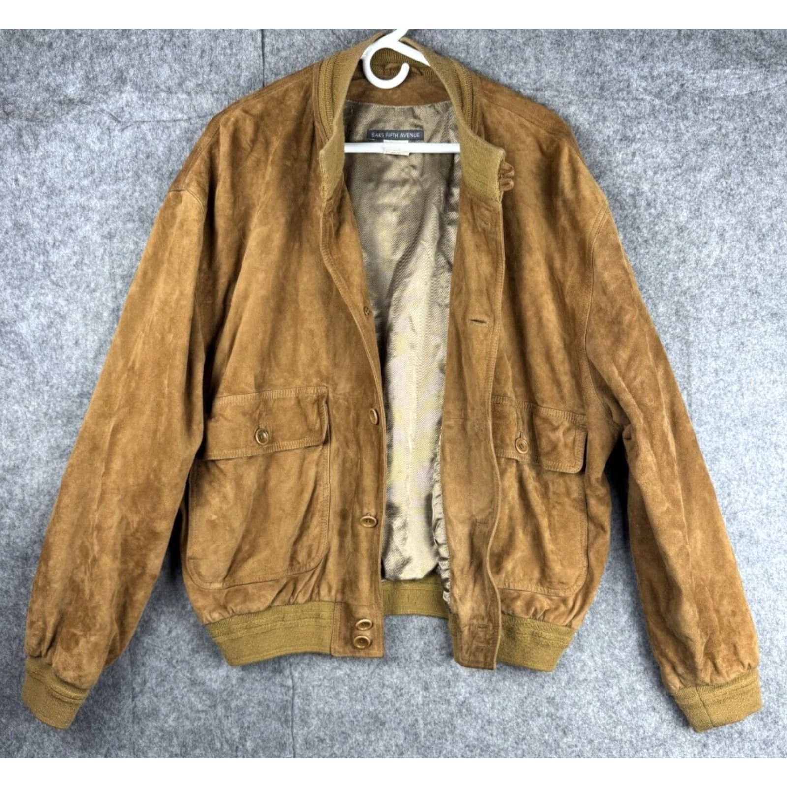 Saks Fifth Avenue Saks Fifth Avenue Leather Jacket Chore Loop Collar Button Up Men's XL Brown Goat Skin 40 Leather Jacket Size US XL / EU 56 / 4 - 2 Thumbnail