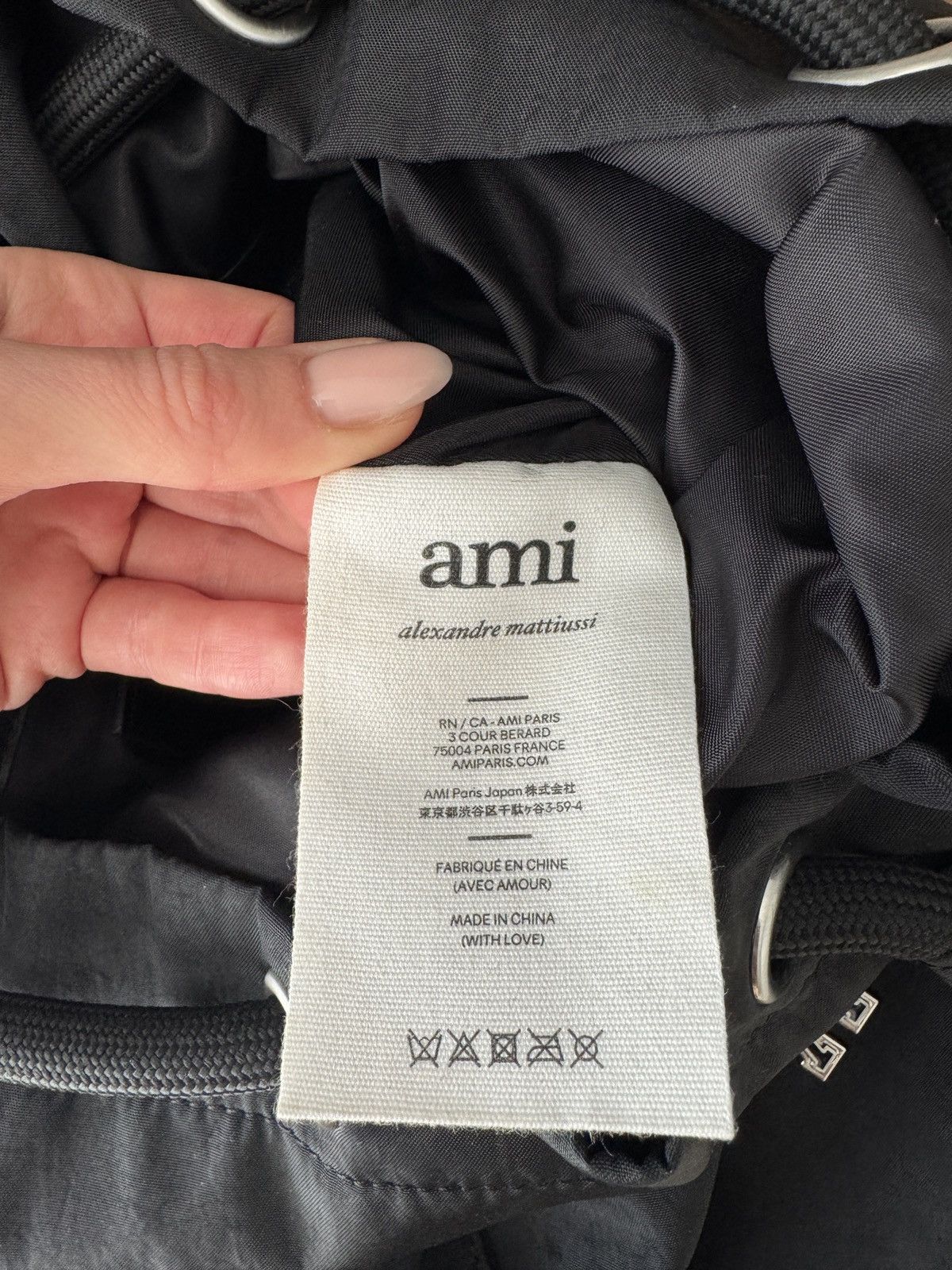 AMI AMI Alexandre Mattiussi Black Ami de Cœur Repellent Backpack Size ONE SIZE - 9 Thumbnail