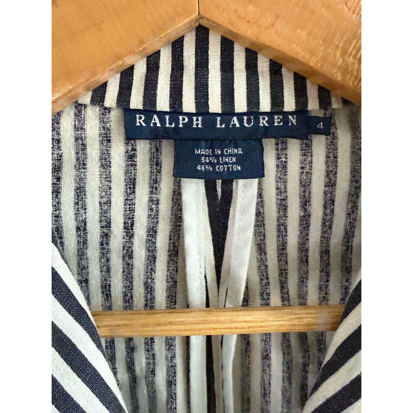 Ralph Lauren VTG Ralph Lauren Navy Striped Linen Cotton Blazer - Size 4 Size S / US 4 / IT 40 - 3 Thumbnail