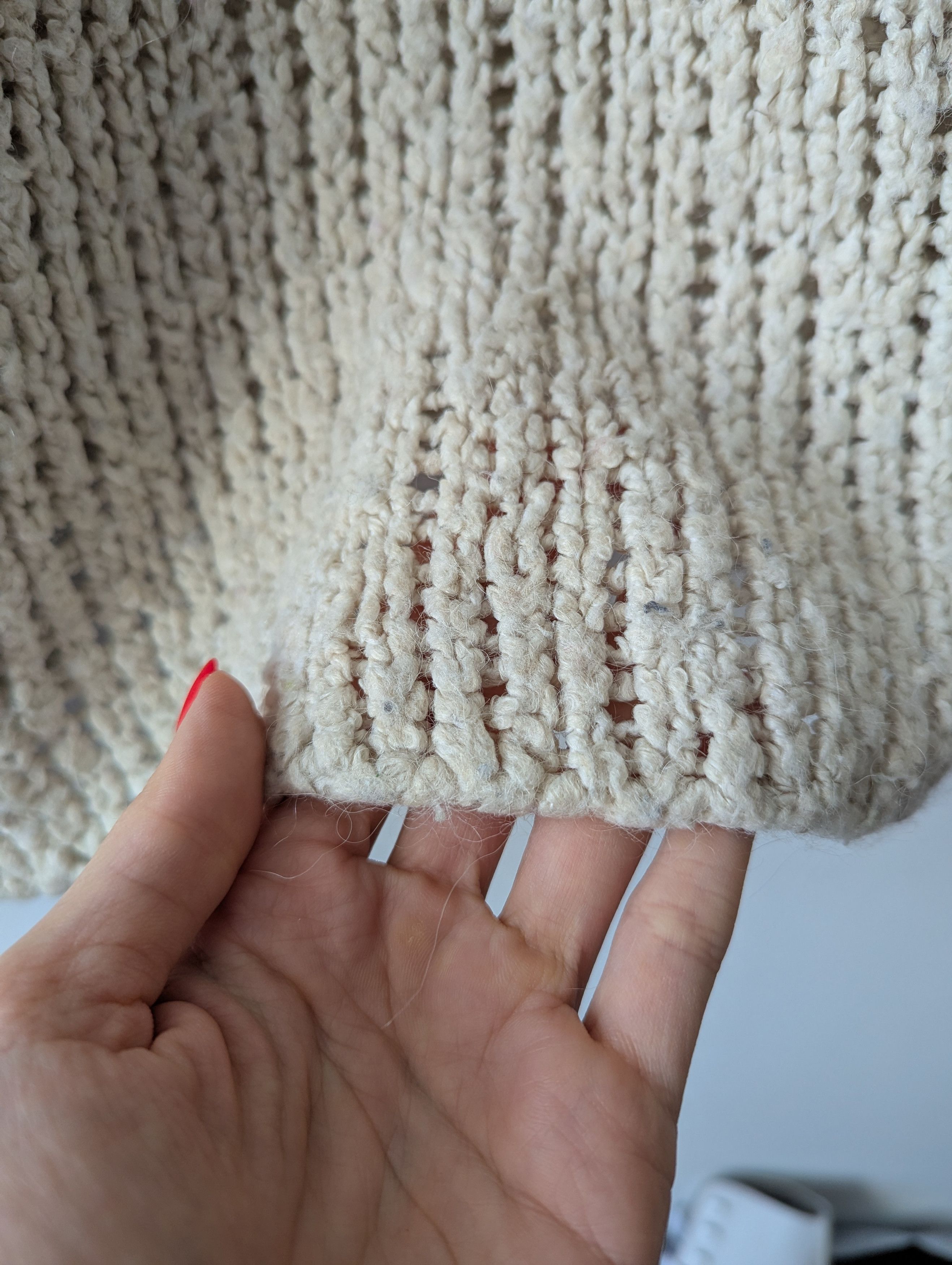 Other Made in Italy Oversize Bouclé Knit Sweater Beige Size L / US 10 / IT 46 - 8 Thumbnail