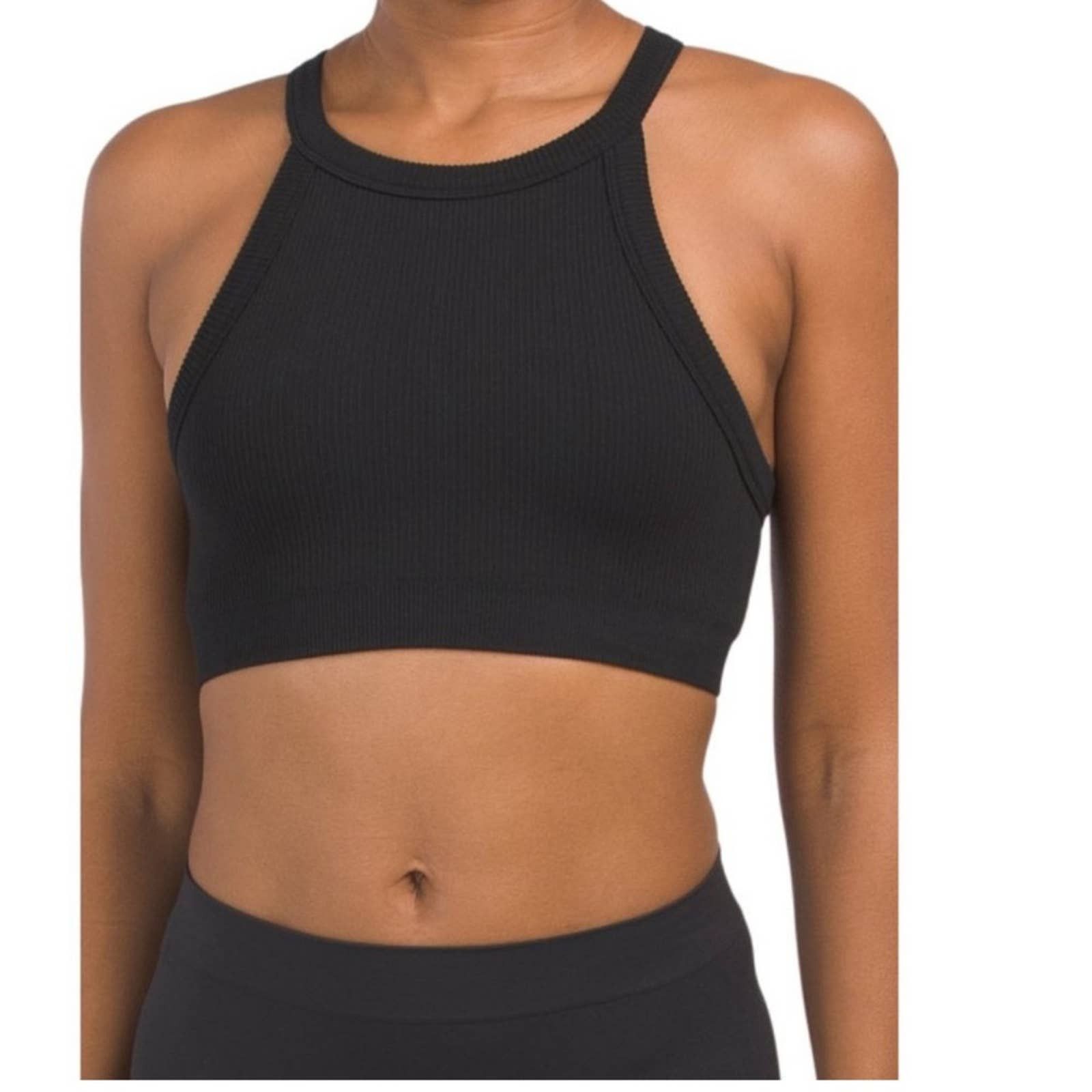 Commando Studio Rib Racerback Bra - Seamless Pull-On Bralette (Black, Medium-Large) - View #2