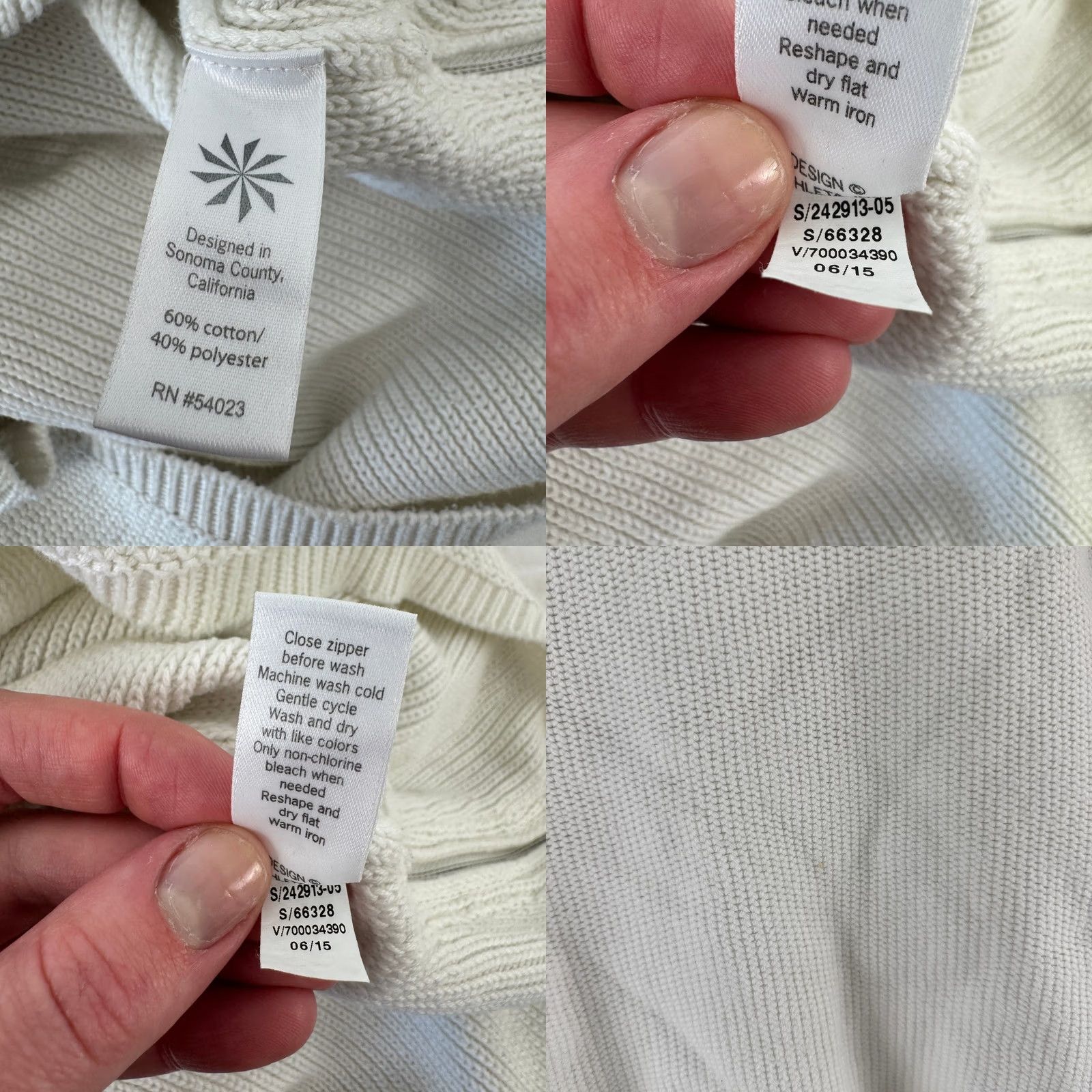 Athleta Athleta Pullover Sweater Womens S Ivory Waffle-Knit Raglan Long Sleeve Crew Neck Solid Logo Accents All Seasons Casual Size S / US 4 / IT 40 - 8 Thumbnail