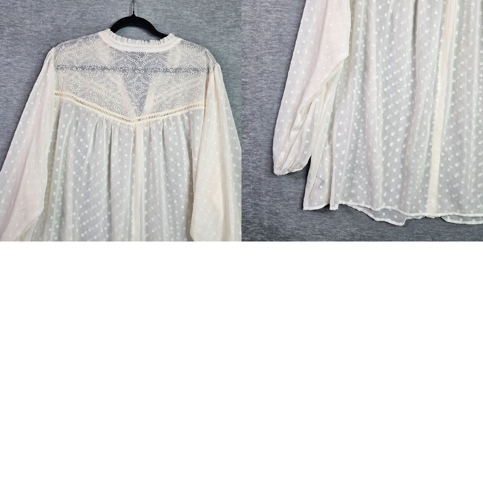 Torrid Torrid Shirt Plus 28W White Button Long Sleeve Chiffon Dot Lace blouse Strapless? Size 4XL / US 24-26 - 8 Thumbnail