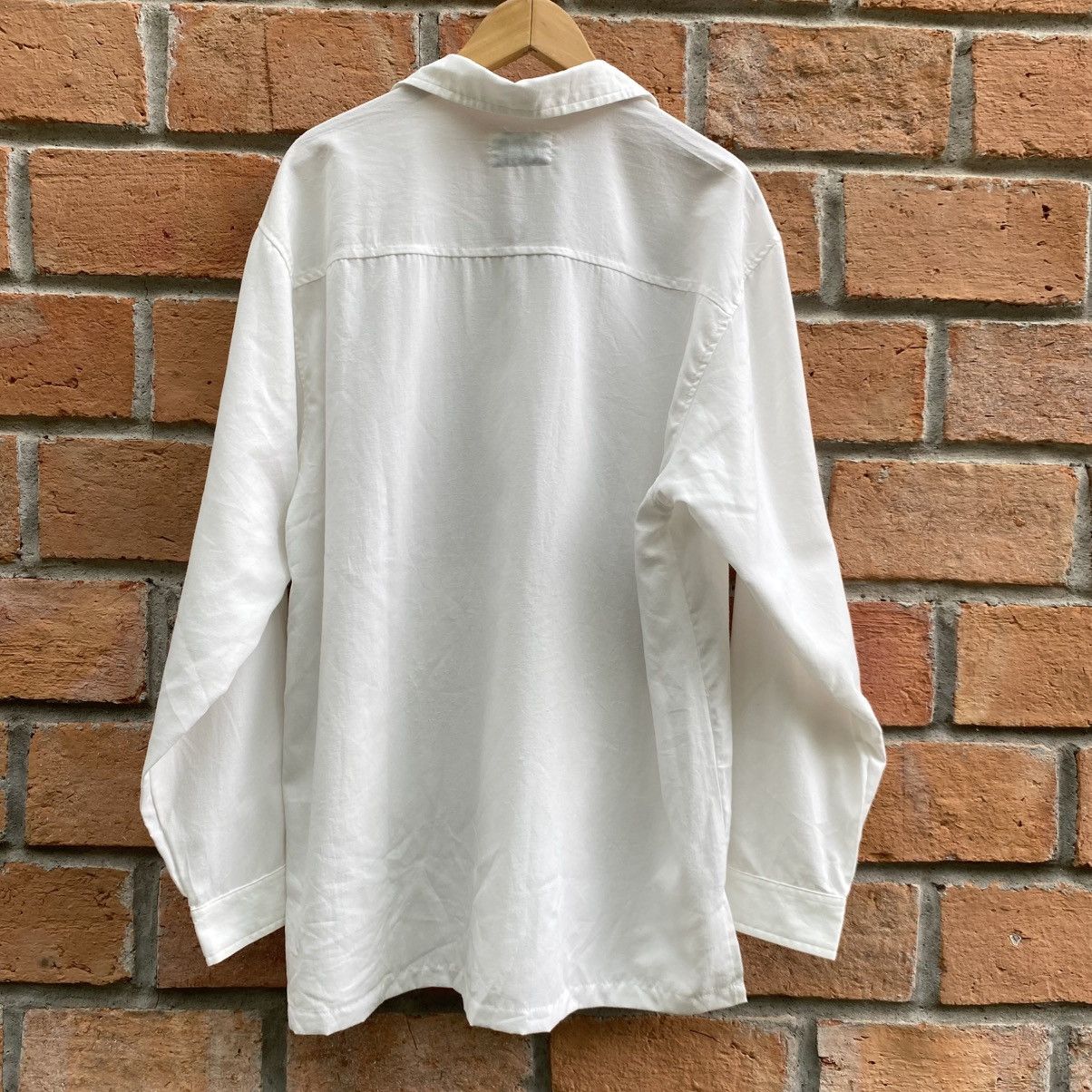 Vintage Vintage White Lace-Up Collar Long Sleeve Shirt Size US L / EU 52-54 / 3 - 2 Thumbnail