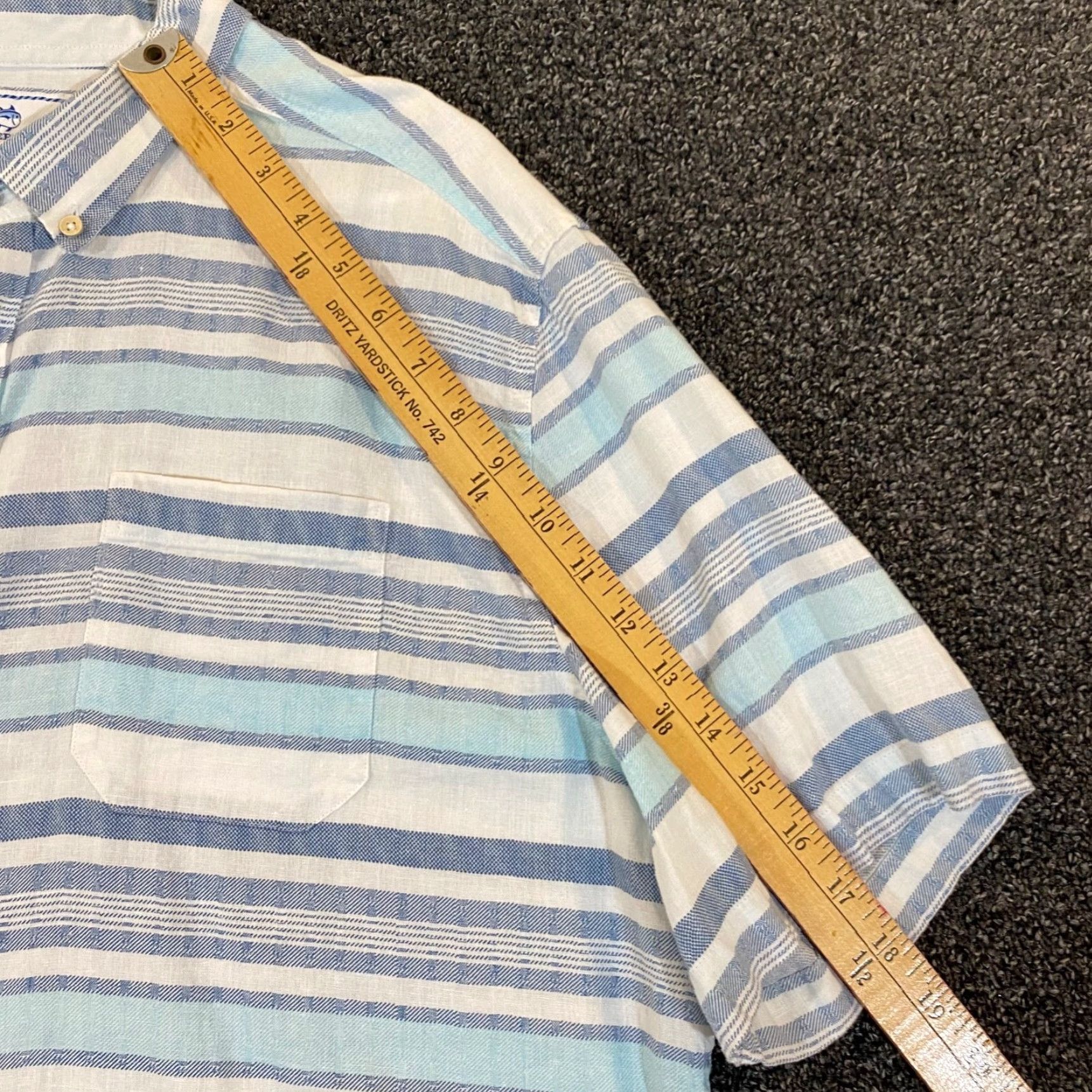 Southern Tide VINTAGE Southern Tide Shirt Men XL Short Sleeve Linen Blend Button-Up Blue White Striped Casual Size US XL / EU 56 / 4 - 5 Thumbnail