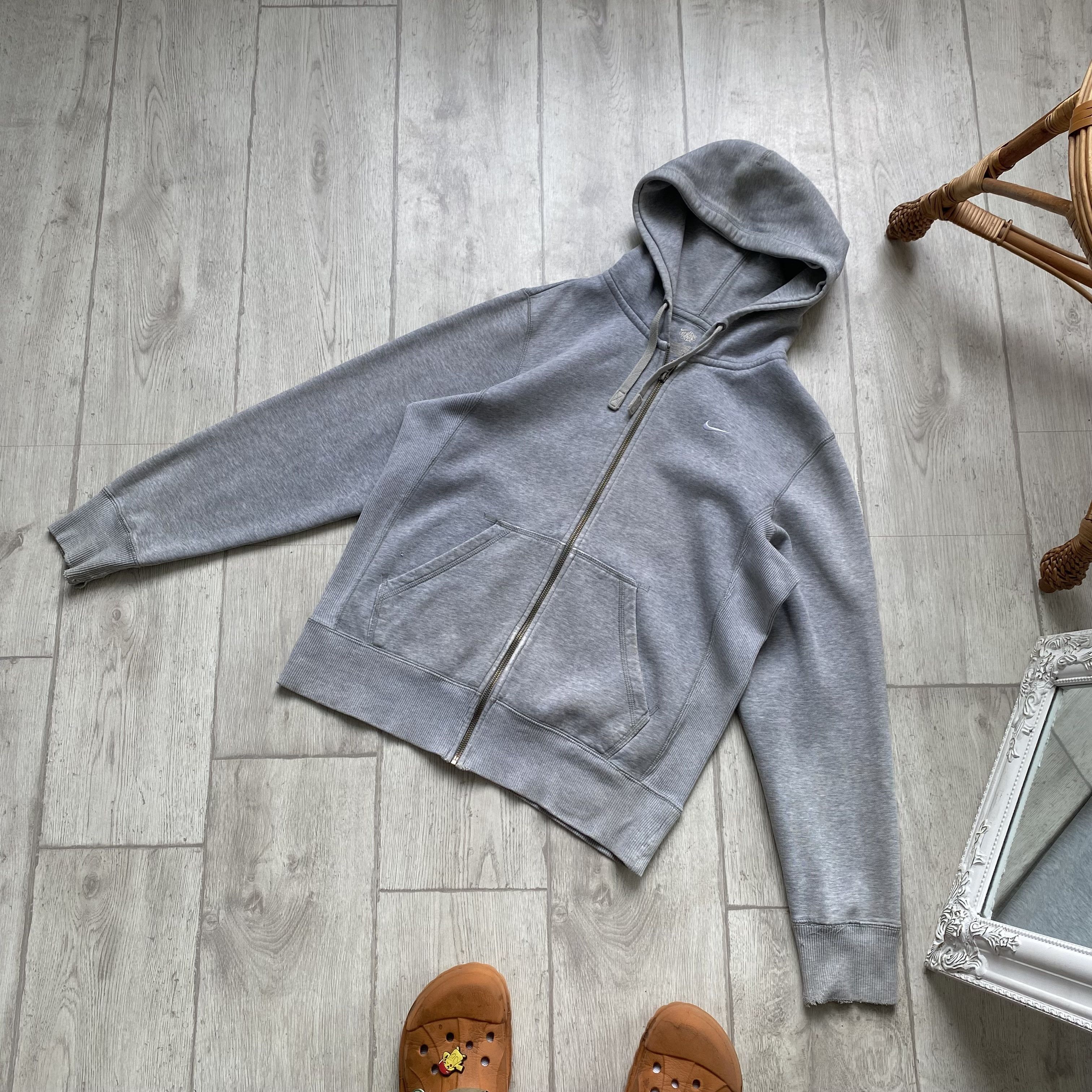 Nike 🦏 Trashed Nike Zip Hoodie Vintage mini Swoosh Worker style Size US S / EU 44-46 / 1 - 11 Thumbnail