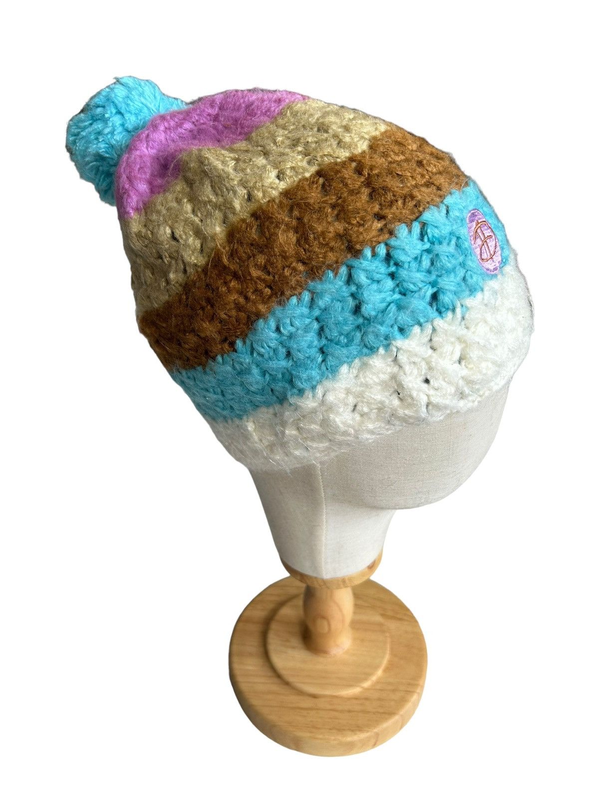 Japanese Brand Crochet Knitted Multicolour Beanie Hats Size ONE SIZE - 3 Thumbnail