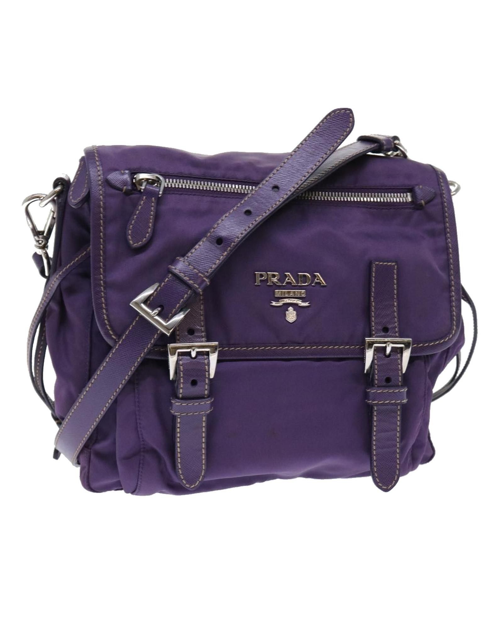 image of Purple Nylon Shoulder Bag With 45Cm Drop - Authentic Prada, Women's