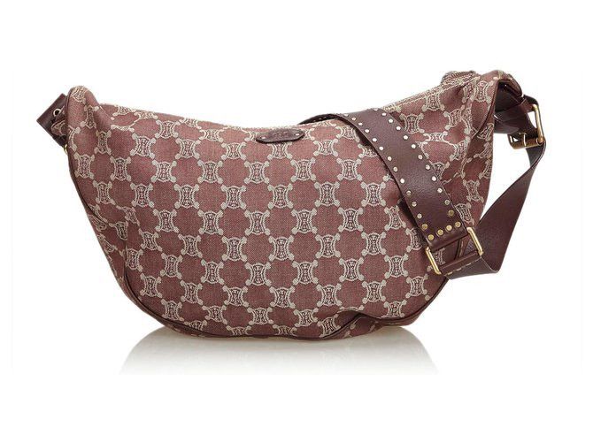 Céline Celine Brown Macadam Denim Hobo Bag in Black, Men's