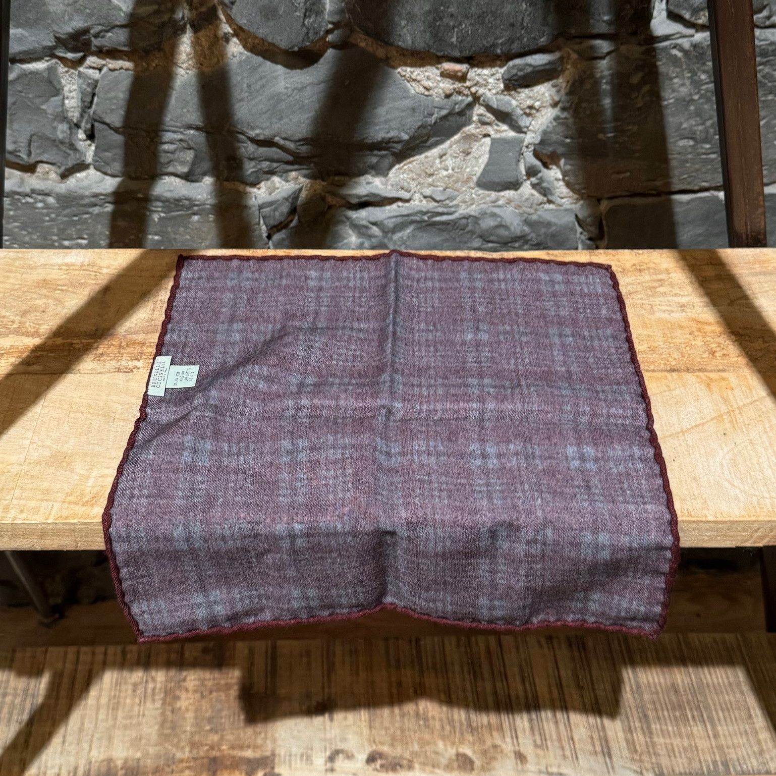 Brunello Cucinelli Brunello Cucinelli Burgundy Plaid Wool Pocket Square Scarf Size ONE SIZE - 4 Thumbnail